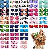Vista 8 de 50 unidades/25 pares de lazos para el pelo de perro de Acción de Gracias con banda de goma a granel para otoño, moño para cachorros, perros, gatos