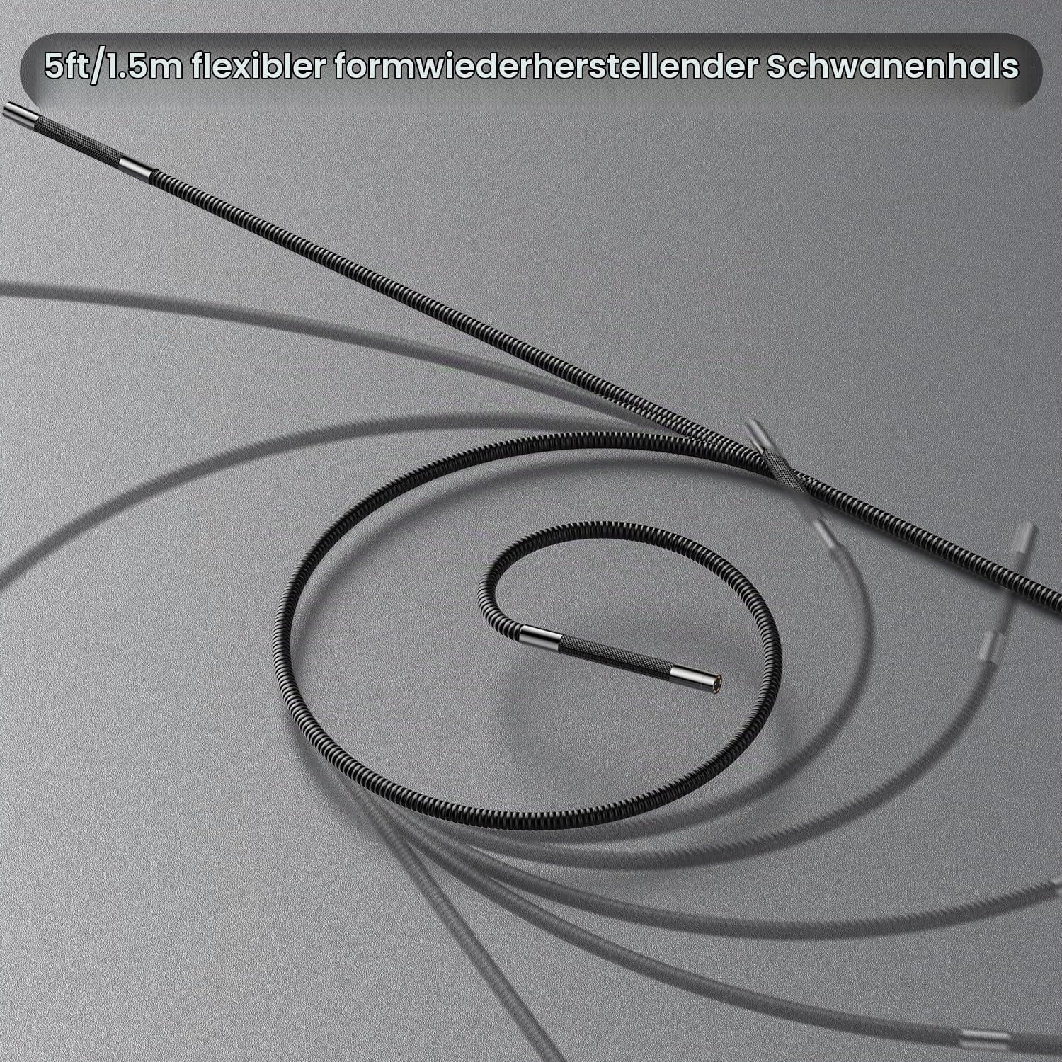 Endoskopkamera Beweglichem Kopf 180° Bidirektional | Endoskopkamera mit Licht 6.2mm Sonde, 1.5m Selbstrückstellender Schlauch, 5" IPS Display | Rohrkamera für Motor/Industrieinspektion