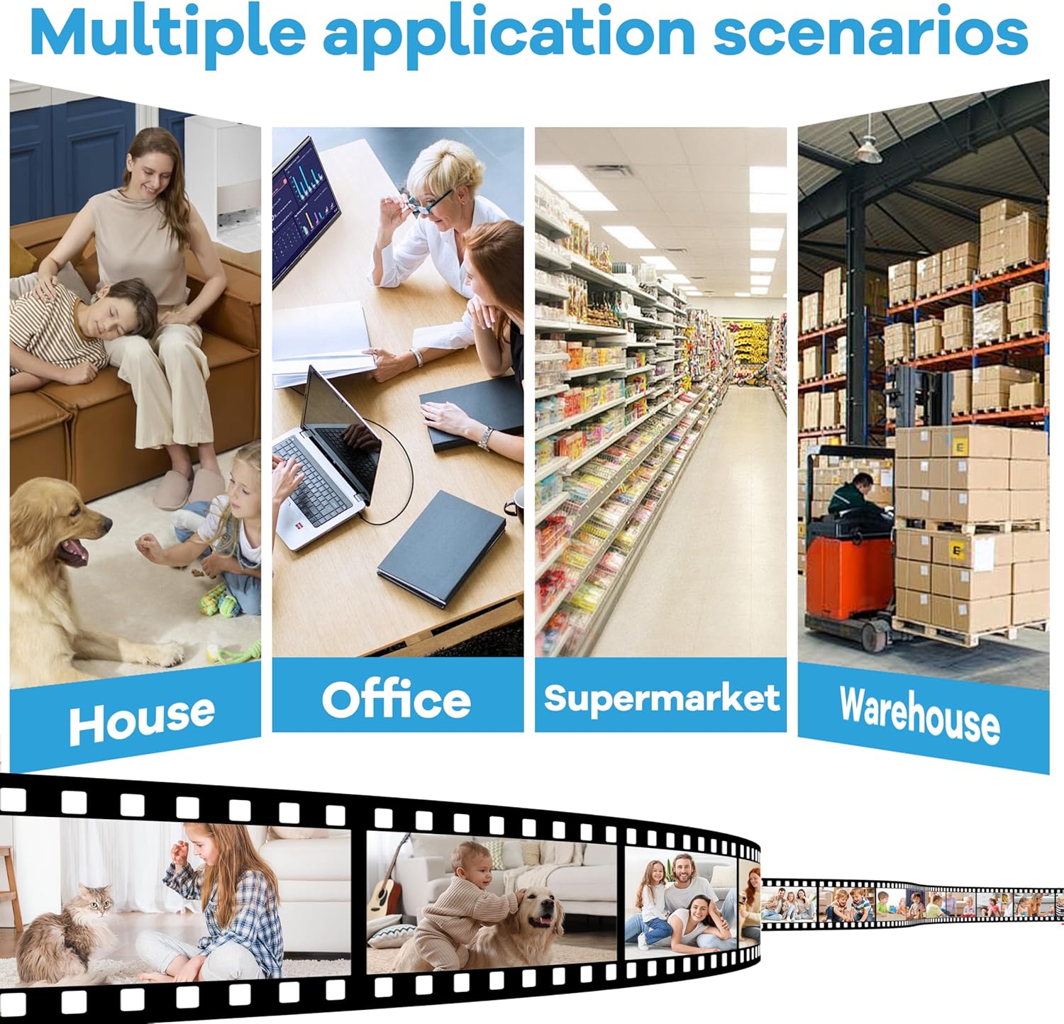 1080P HD Indoor Security Camera, Dual Lens 2×120° Wide Angle, 5GHz WiFi Camera, 8-Hour Battery, Motion Detection, Ceiling Wall Mount Design