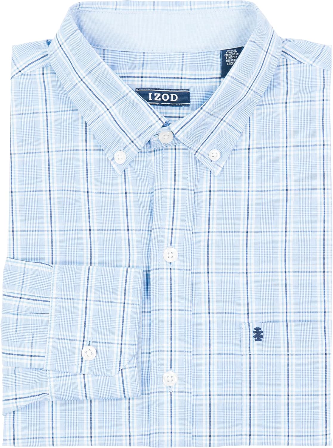 Izod Men's Big and Tall Performance Comfort Long Sleeve Plaid Button Down