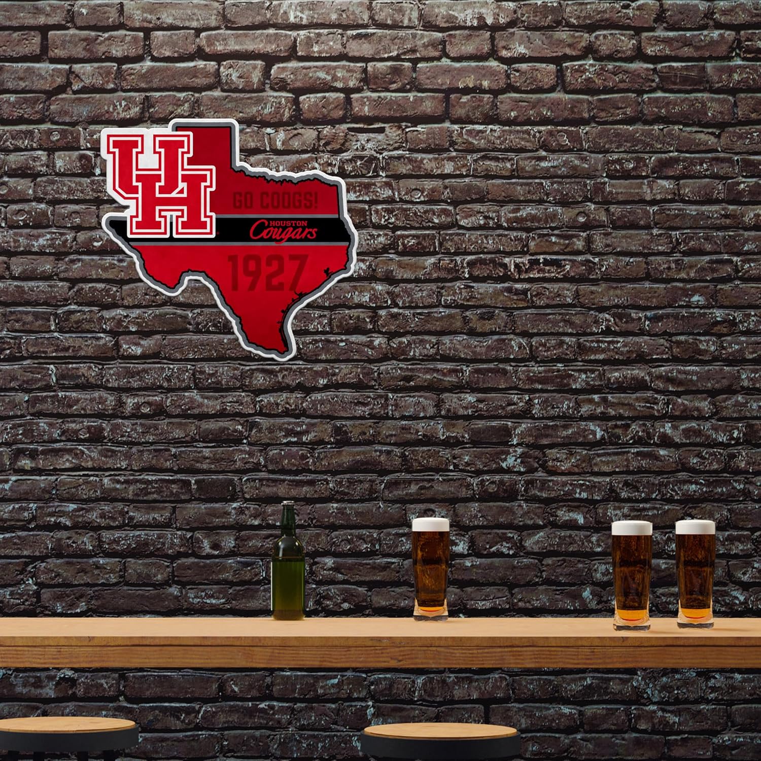 Rico Industries NCAA Houston Cougars State Shape Cut Pennant - Home and Living Room Décor - Soft Felt EZ to Hang - Image 2