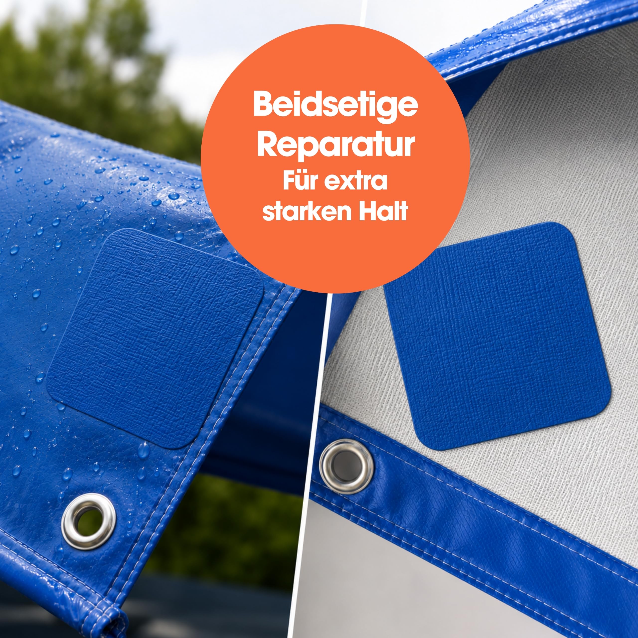 Pool Reparatur Flicken selbstklebend | robust & wasserfest | Poolfolie, Whirlpool, Luftmatratze & Wasserplane reparieren | Vorratspack | 2,5 m x 200 mm | (RAL5012) Lichtblau