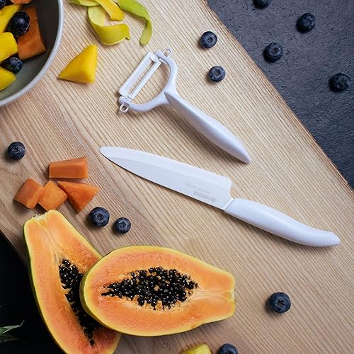 Miniatura 3 de Kyocera Advanced Ceramic Revolution Series - Cuchillo utilitario de 4.5 pulgadas, mango blanco, hoja blanca