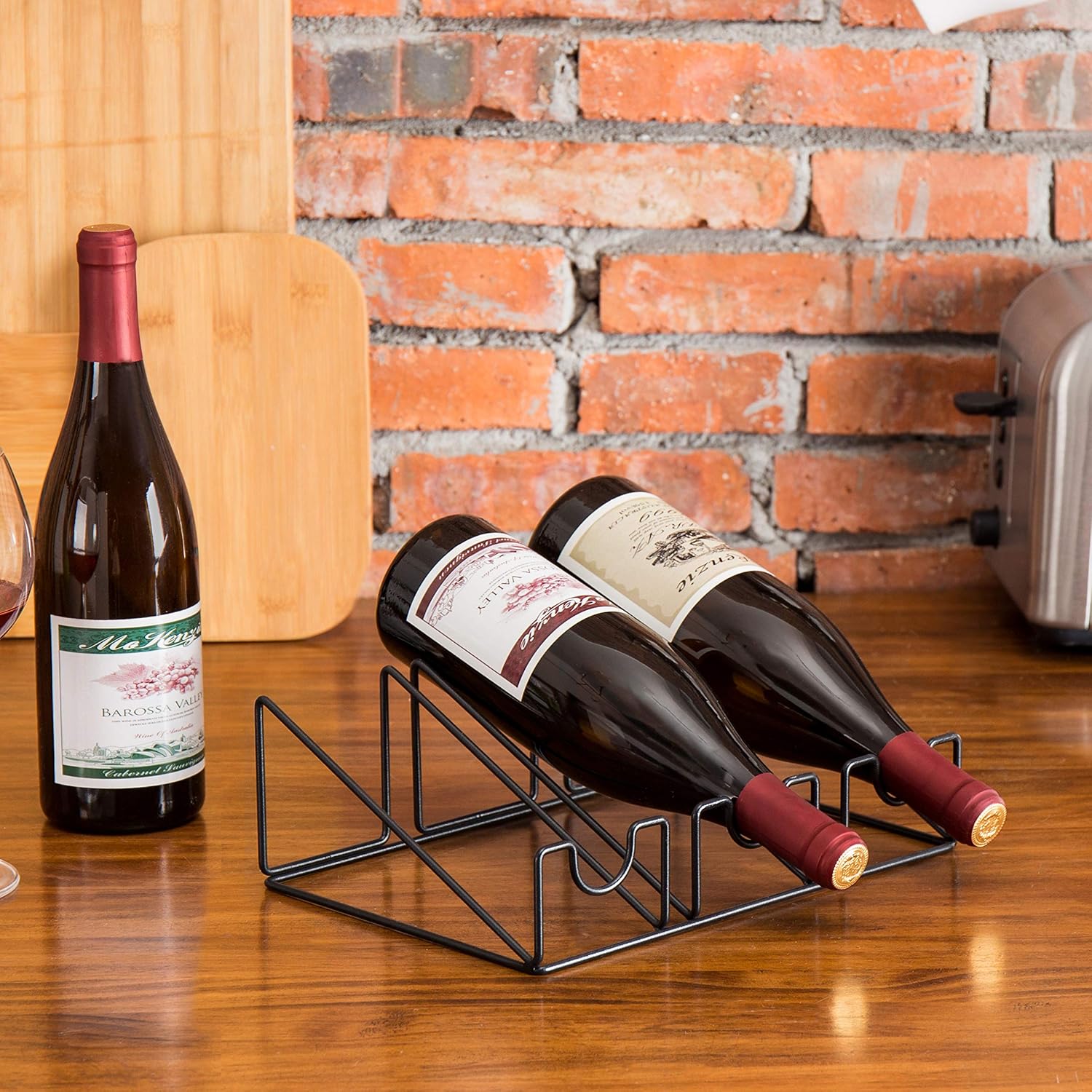 Amazon.com: Modern Black Metal Wire 3-Bottle Wine Storage Rack ...