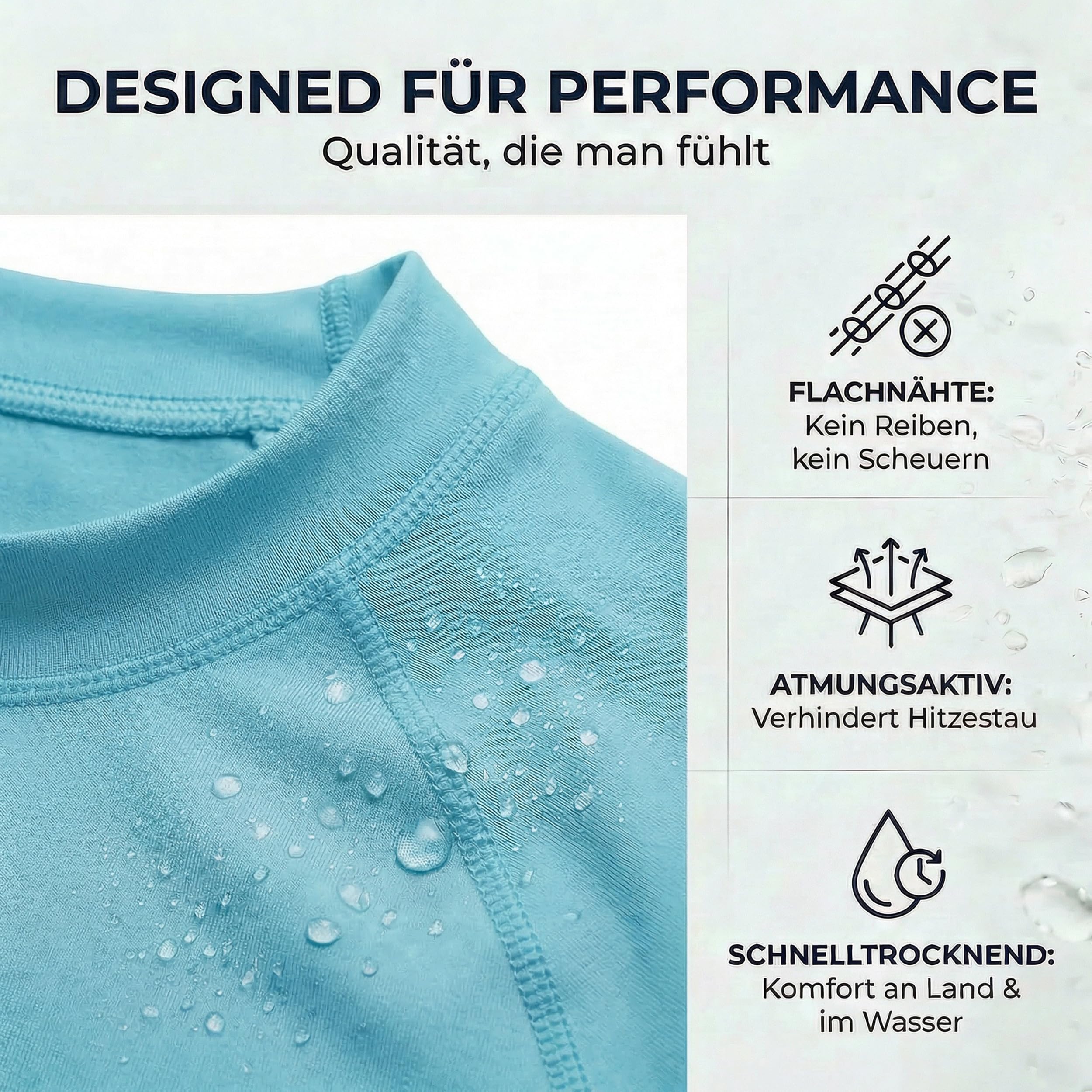 iQ-UV Sportshirt Damen Langarm Slim Fit – UV Shirt für Damen für Wasser & Sport – Rash Guard mit UV-Schutz – Langarm Sportshirt – Ideal zum Schnorcheln und Schwimmen