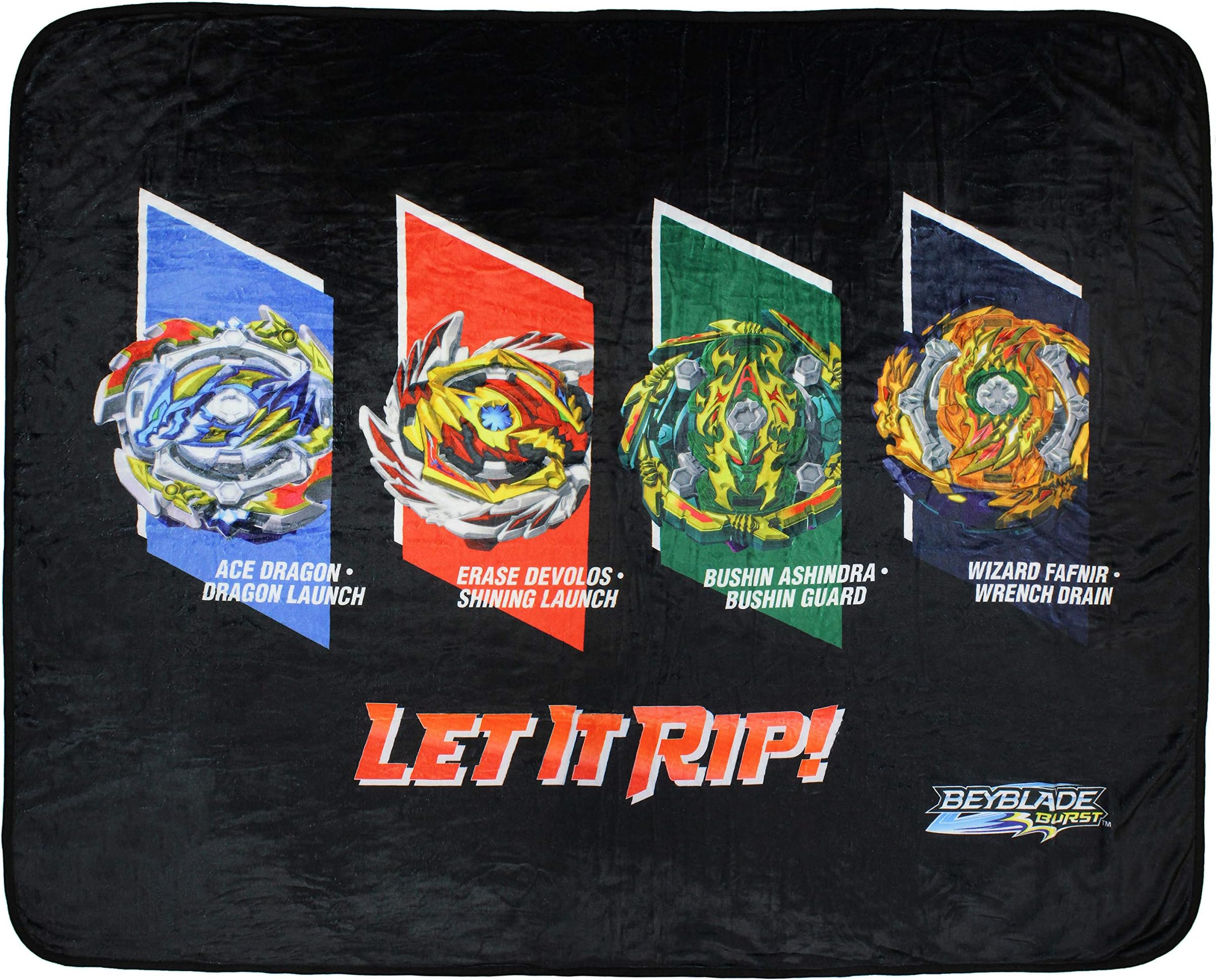 Beyblade Burst Spinner Tops Let It Rip! Fafnir Ace Dragon Erase Devolos Plush Fleece Throw Blanket 48" x 60"