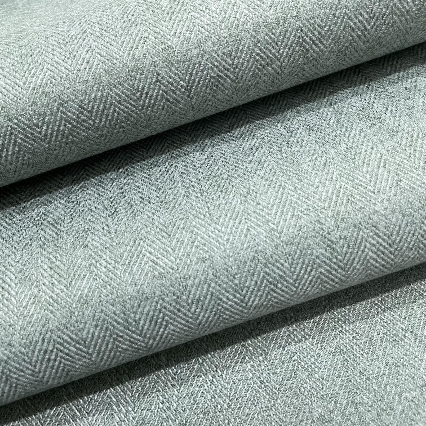Fire Retardant Rustic Tweed Faux Wool Look Chevron Woven Herringbone Upholstery Fabric by The Metre - Duck Egg