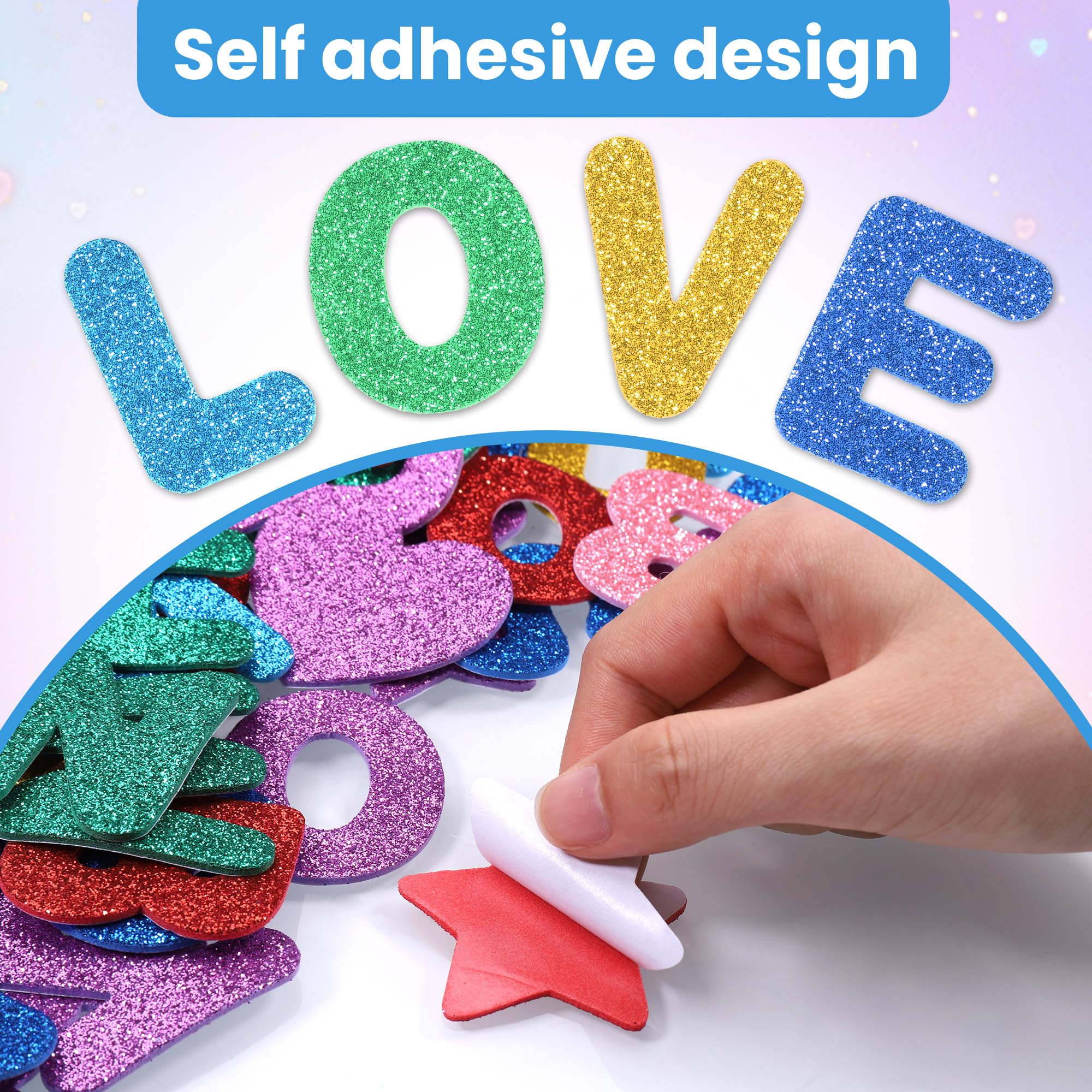 232 Stück Glitzer Moosgummi Buchstaben Aufkleber - 8 Farben Selbstklebend Für Bastelprojekte