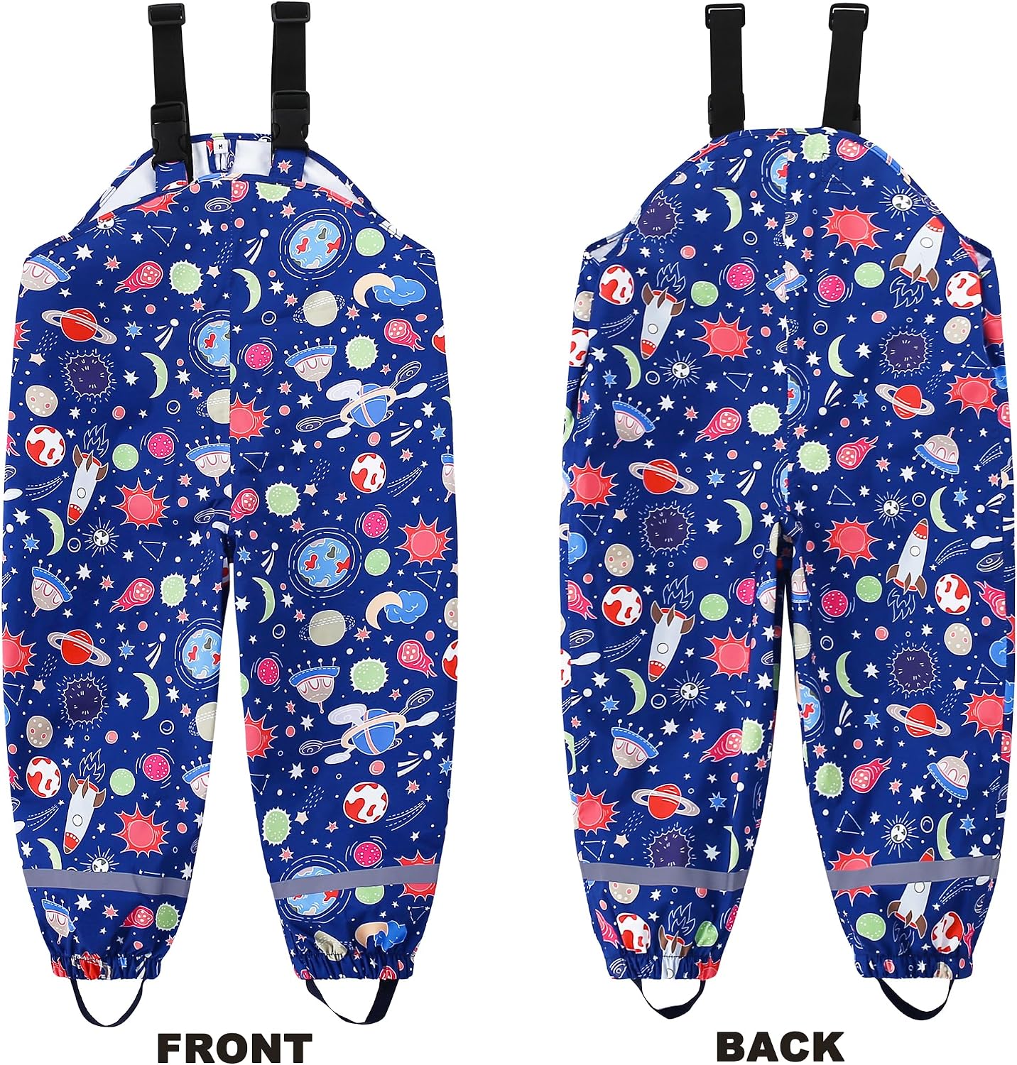 Toddlers Waterproof Rain Bib Pants, Boys Girls Rain Pants Kids Overalls Rain Trousers Lightweight Mud Pants Rainwear