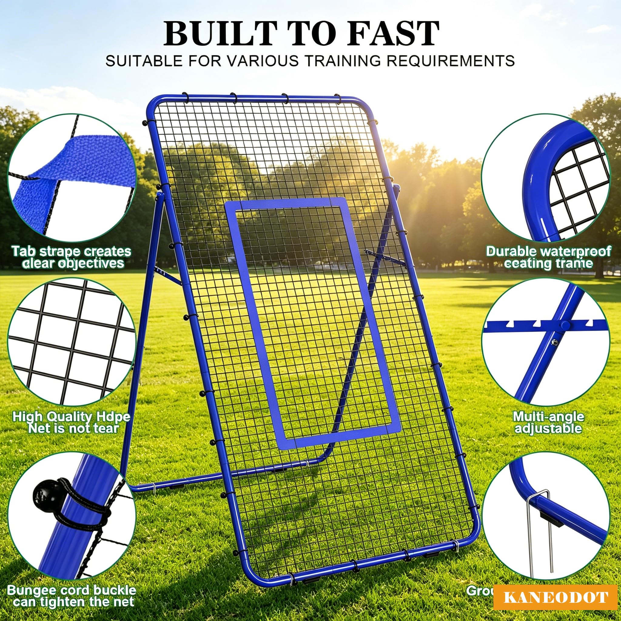 Volleyball Rebounder Netz, 2,2 x 1,2 m Fußball-Rebounder mit Ziel, Trainingsgerät verstellbarem Winkel & Trainingshütchen für Lacrosse Baseball Sportübungen drinnen und draußen