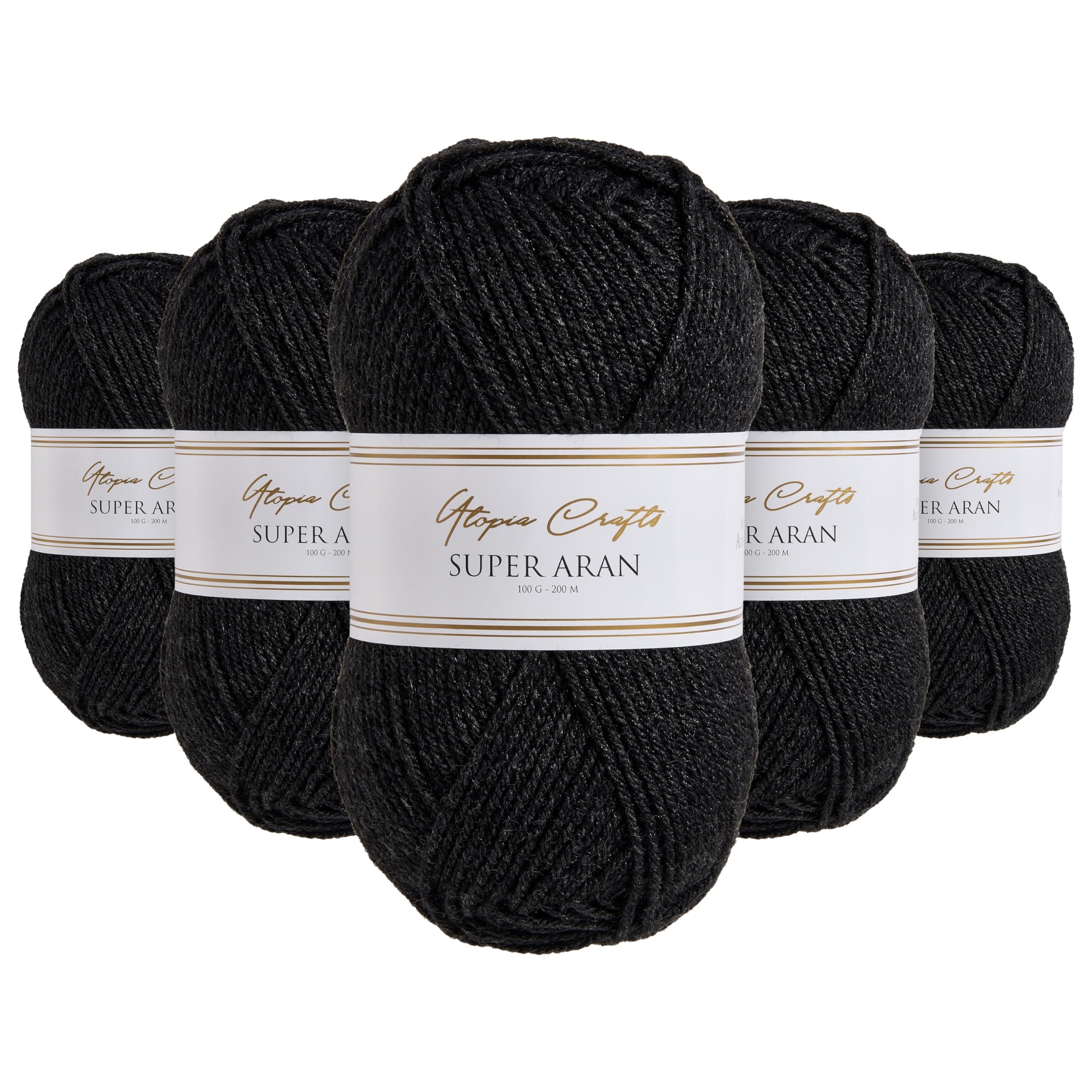 Utopia Crafts Super Aran Knitting and Crochet Yarn 5X 100g (Charcoal Grey)