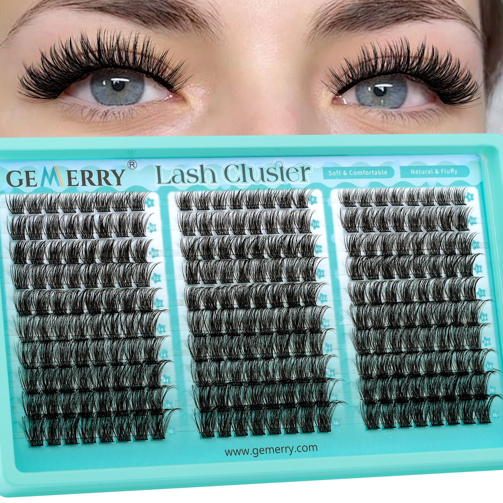 GEMERRY Lash Clusters Wispy Eyelash Clusters Natural D Curly 240pcs Cluster Lashes Extensions 8-16mm Cluster Eyelashes Individual Lashes DIY Lash Extensions Natural Look - 2