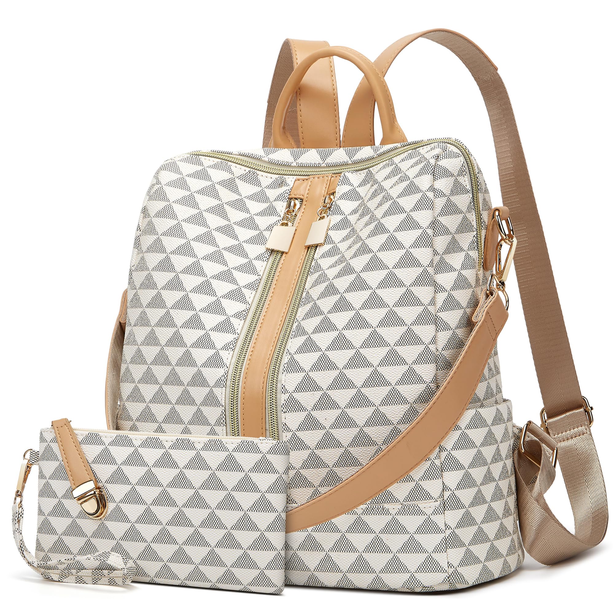 Makes Backpack Purse for Women PU Leather Travel Satchel Handbag Convertible Design Bag with Purse 2 Piece