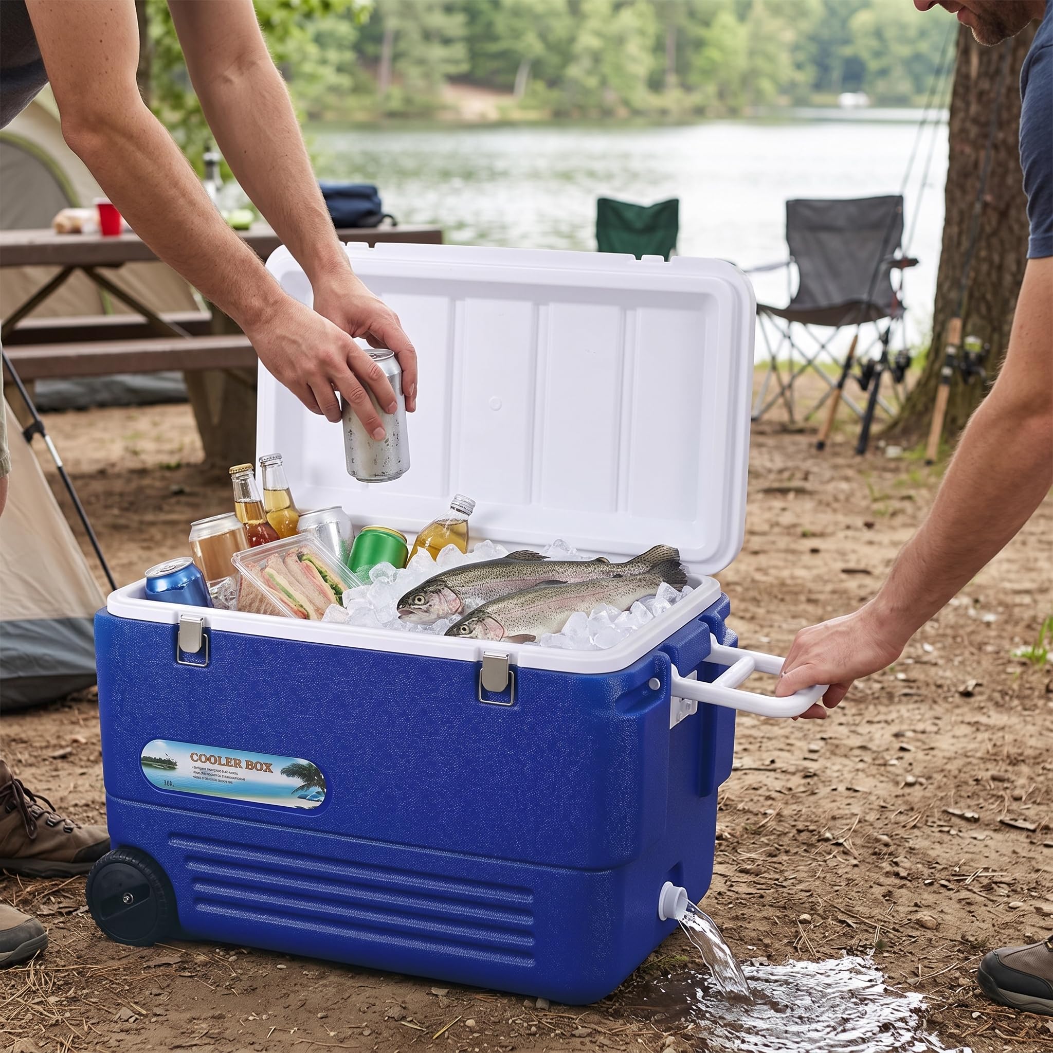 Nevera Portátil Rígida con Ruedas para Camping, Box con Ruedas