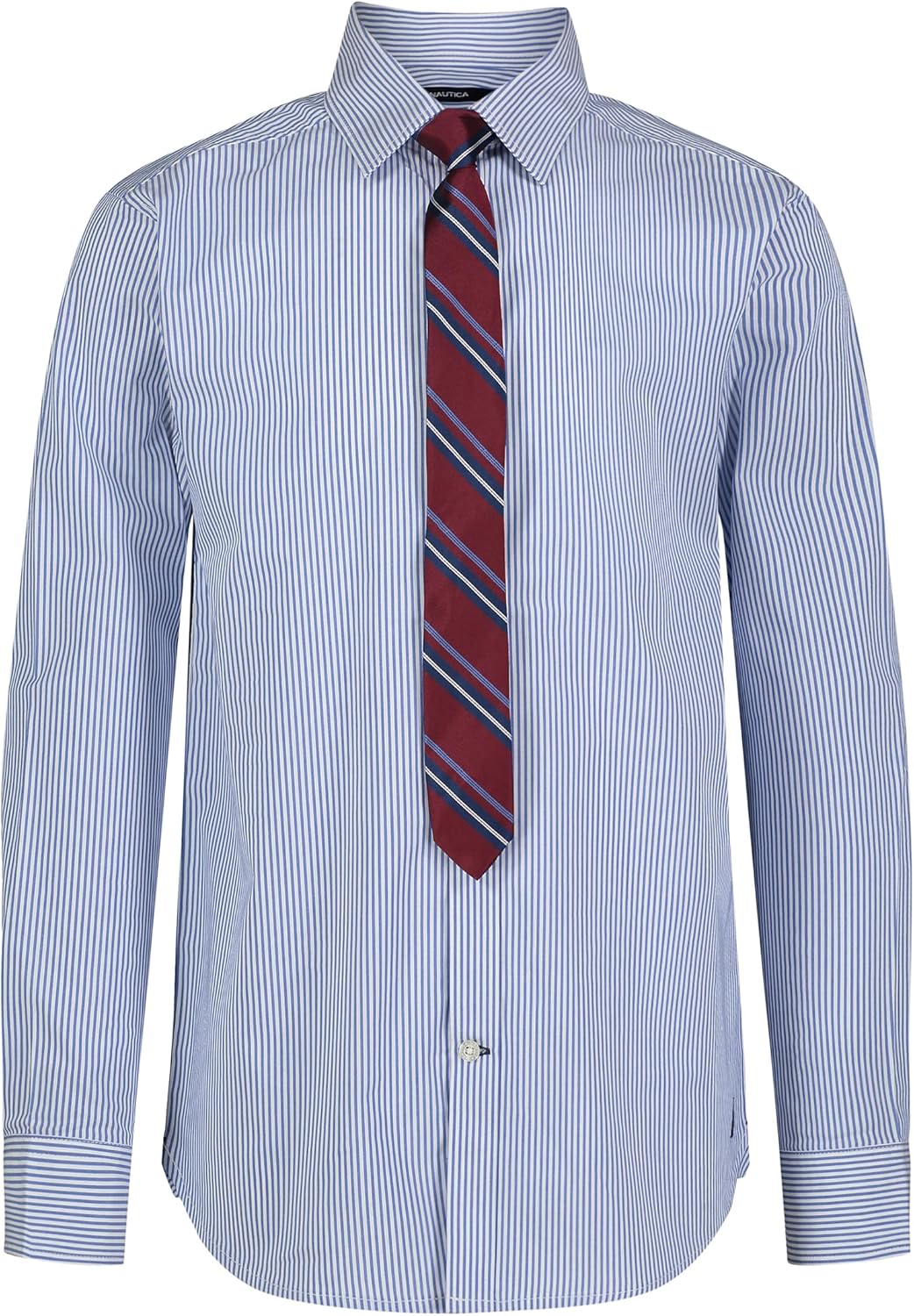 Nautica Boys Long Sleeve Button-Down Collared Dress Shirt with Tie