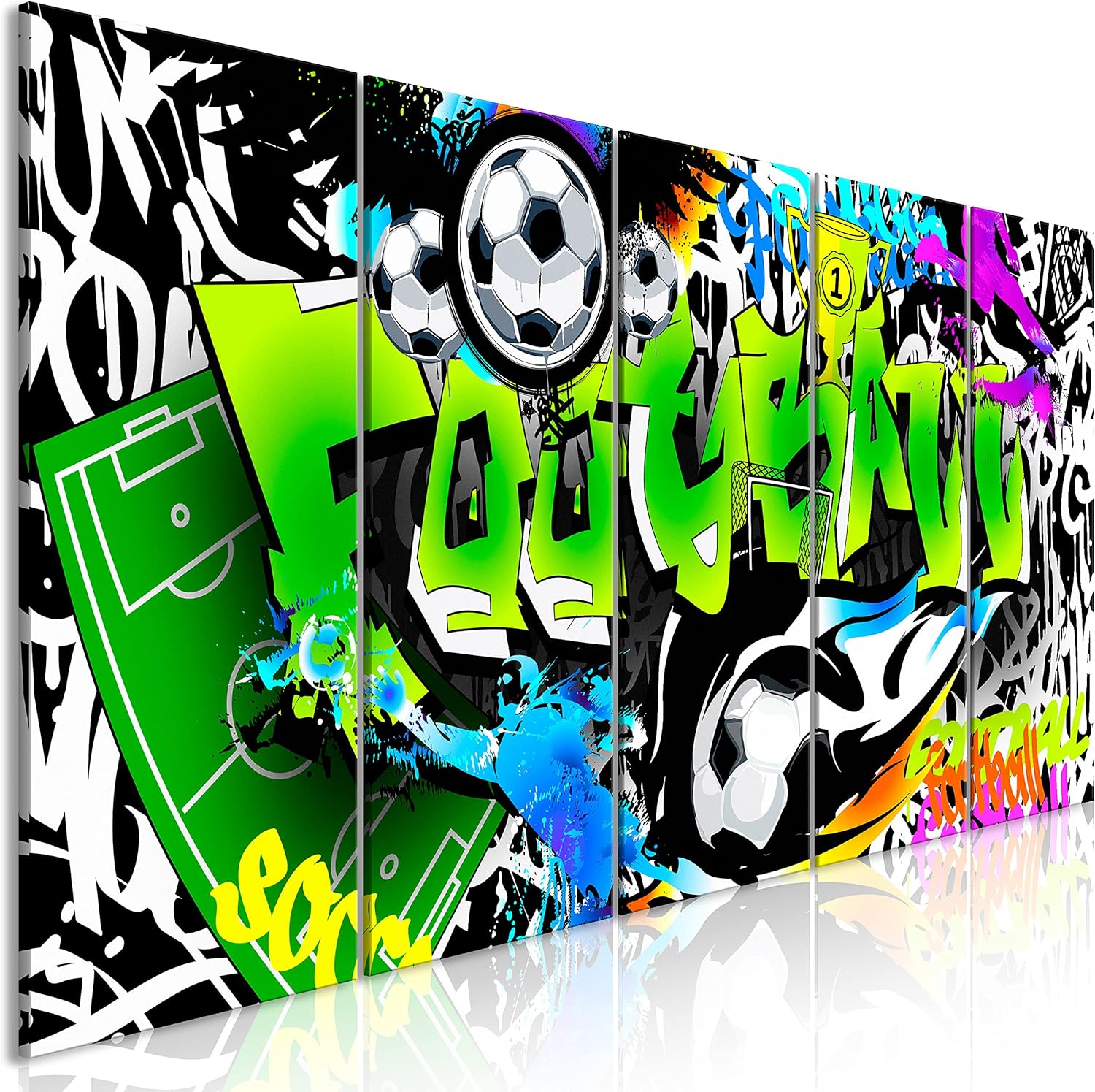 murando Canvas Wall Art Football 150x60 cm / 59”x24” 5 pcs. Nonwoven Canvas Prints Image Framed