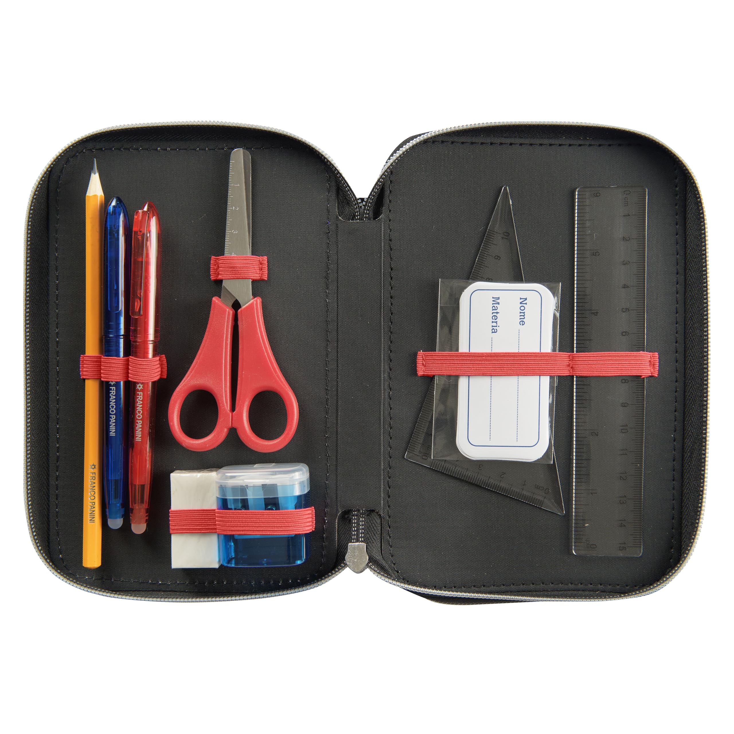 BRAINROT - Astuccio Scuola Ufficiale Brainrot, Astuccio 3 Scomparti con Forbici, Pennarelli, Matite Colorate, Penne, Temperino, Righello e Gomma, Interno Foderato, 20x13hx7 cm