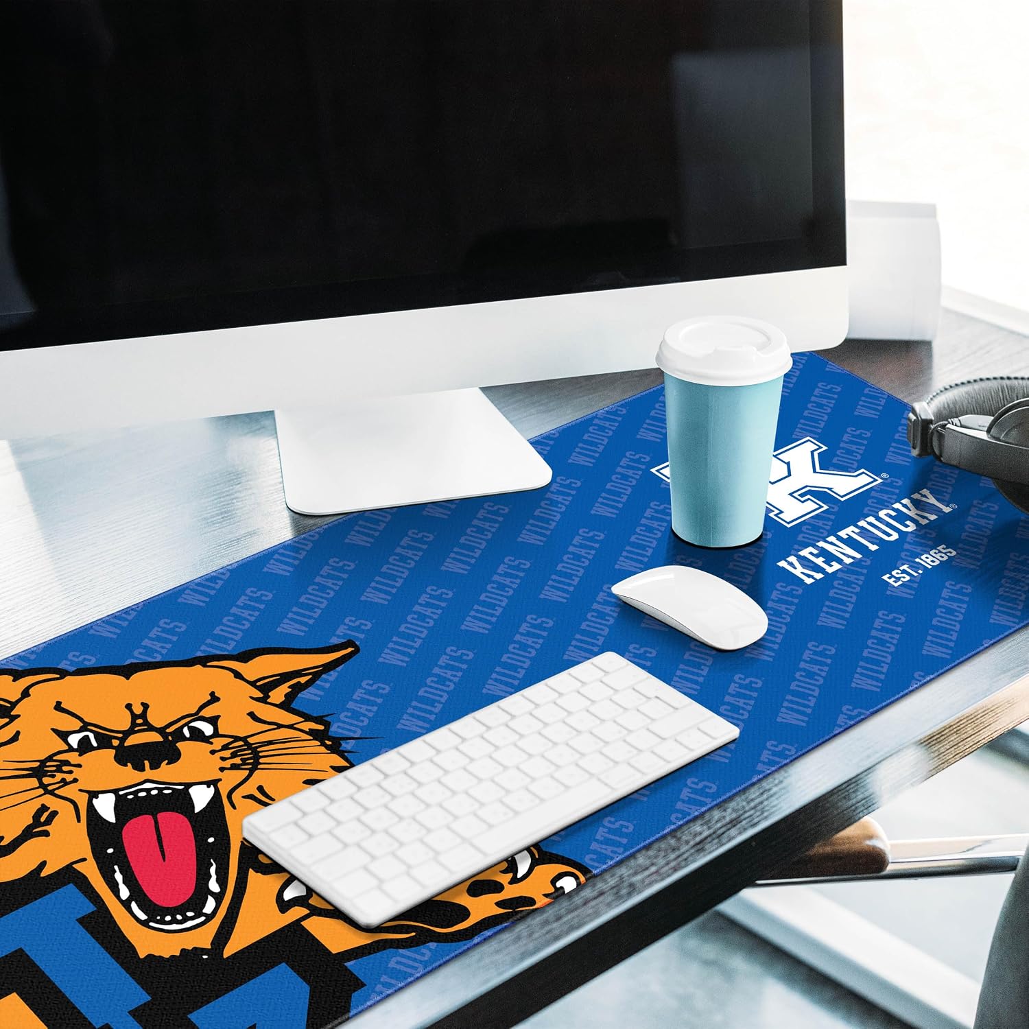 YouTheFan NCAA Kentucky Wildcats Officially-Licensed Logo Series Desk Pad SMU - Water and Stain Resistant, Heavy-Duty Non-Slip Rubber Backing - Computer and Keyboard