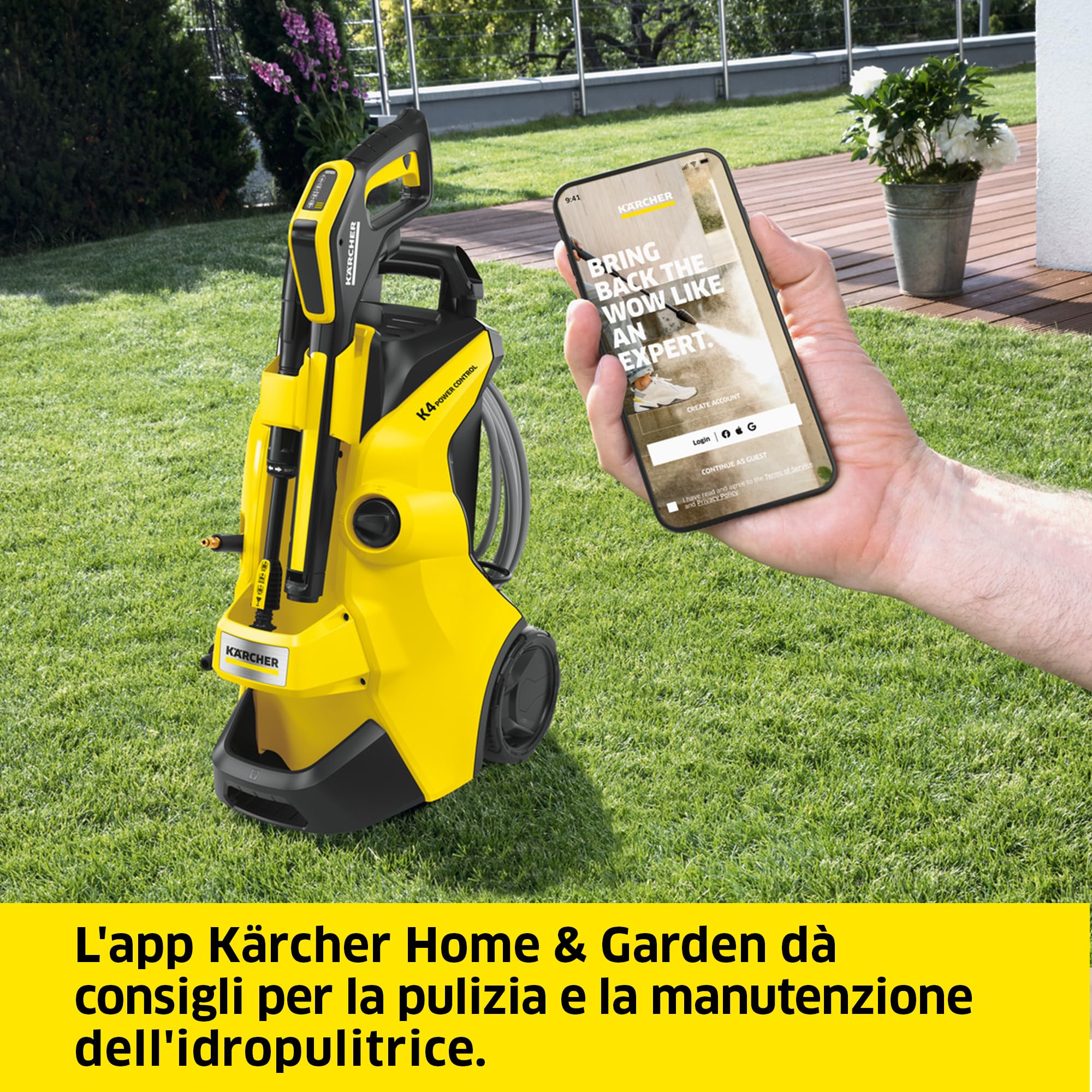 Kärcher Idropulitrice K 4 Power Control Flex Home, Pressione 130 bar, Portata 420 l/h, Area di Lavoro 30 m²/h, Incl. Pistola Alta Pressione, Ugello Rotante, Lancia, Lavasuperfici
