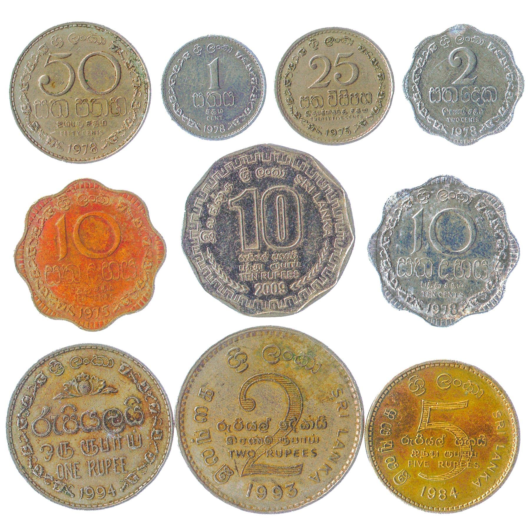 10 Sri Lanka Coins from Asia | Old Collectible Sri Lankan Cash Lot | Perfect Choice For Your Coin Bank, Holders And Collection Album