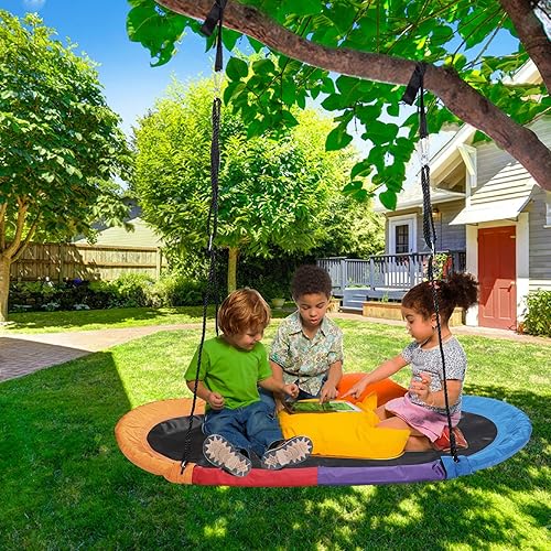 Miniatura 8 de RedSwing Columpio de platillo de 65 pulgadas para niños, columpio de plataforma gigante para patio de juegos al aire libre, columpio de surf ovalado