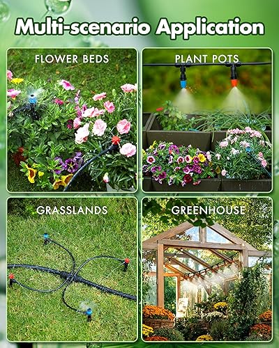Miniatura 7 de Kits de sistema de riego por goteo de 240 pies, rociador automático de riego de jardín con manguera de tubo de 1/2 y 1/4 de pulgada, equipo de agua