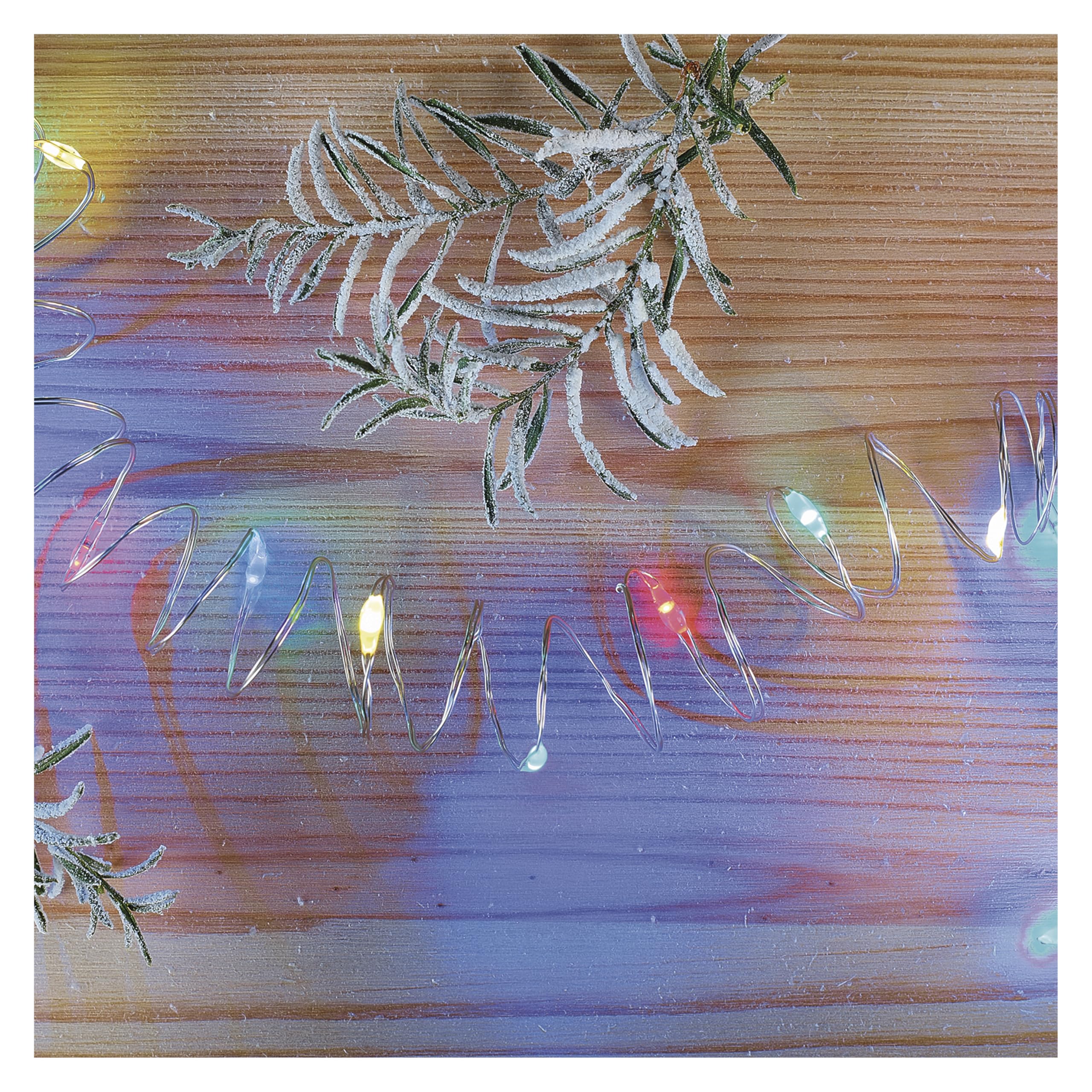 EMOS D3AM04 Multicolour Nano Fairy Lights, 1.9 Metres, 6 Hours Timer Function, Battery Operated (2 x AA), Light Duration 10,000 Hours, IP20 for Indoor Use, Colourful