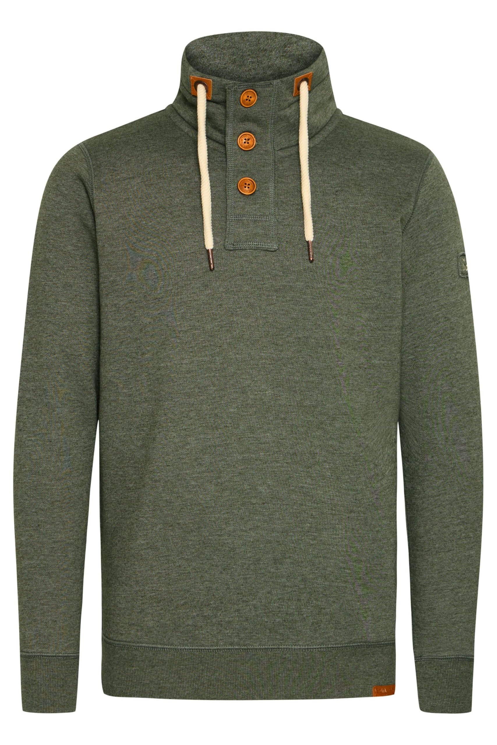 !Solid SDTripTroyer Herren Sweatshirt Troyer Pullover mit Stehkragen Knopfverschluss Reißverschluss Kordelzug Rippbündchen Baumwollmischung Regular fit