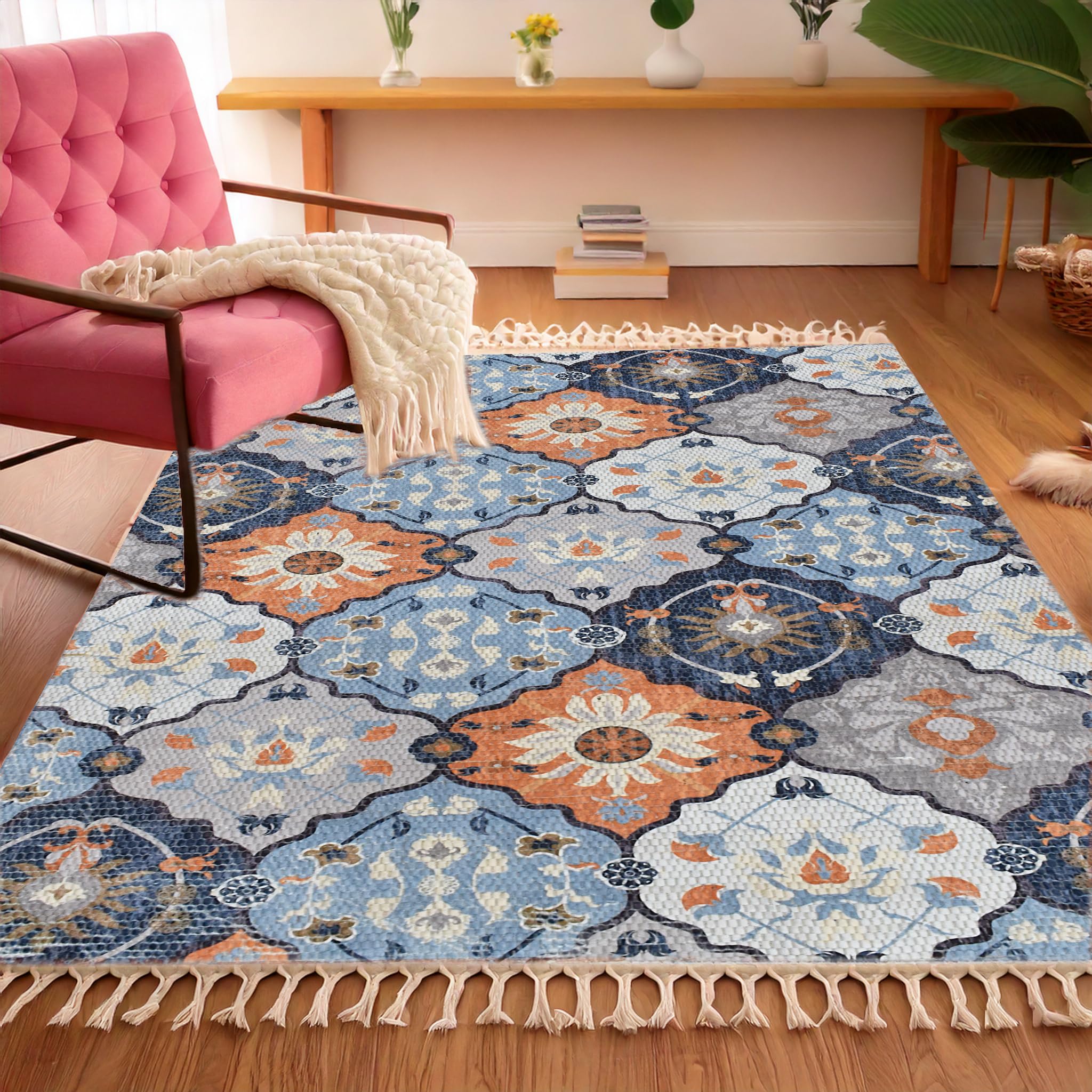 ishro home Carpets for Living Room/Rugs for Living Room | Premium Dari/Dhurries | Soft Touch and Easy Washable.