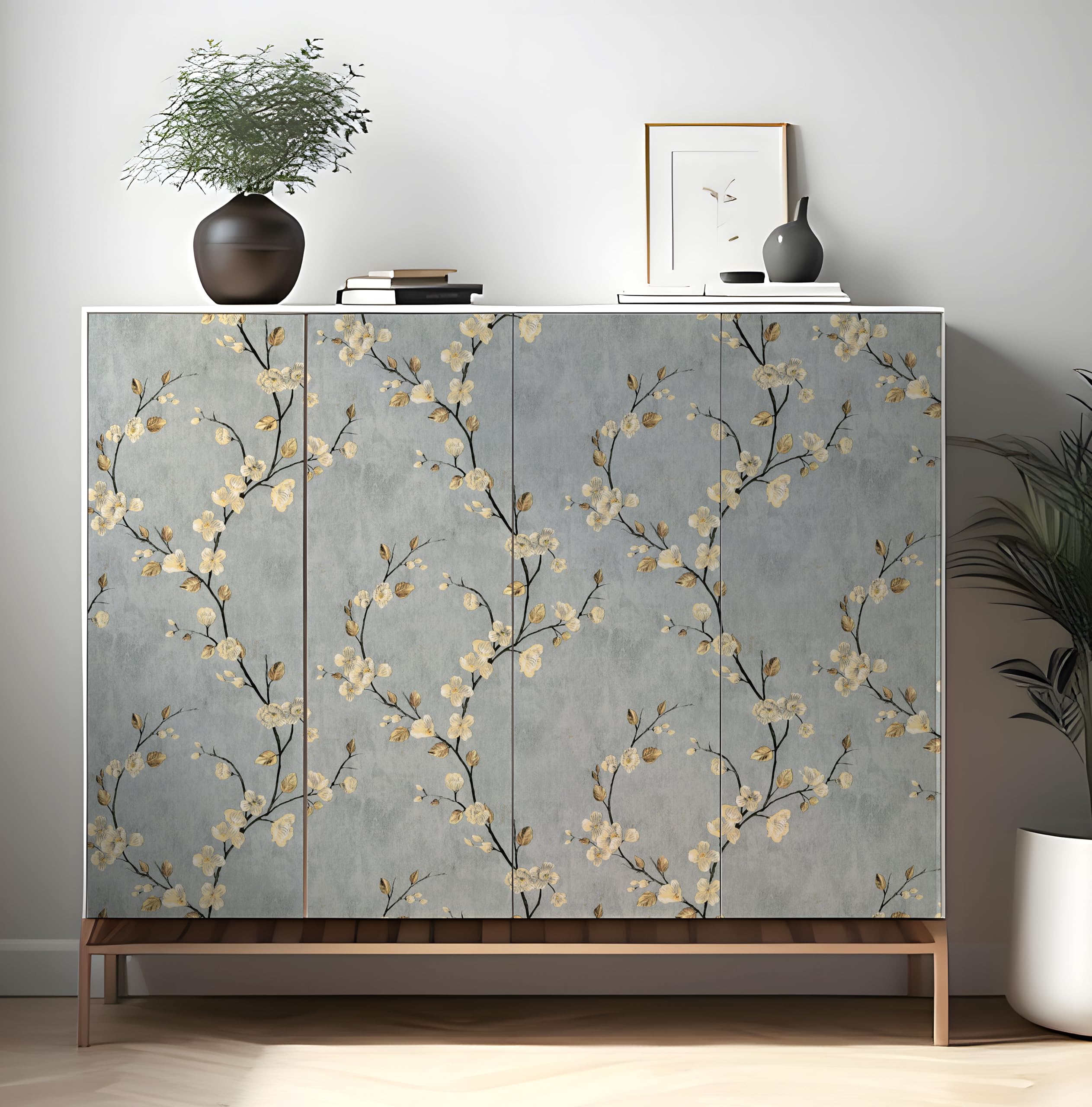 myforHD Papel Pintado Autoadhesivo Flores Papel de Pared Papel Adhesivo para Muebles Removible Impermeable Estilo Retro Vinilo PVC Pegatina Decorativos Pared Salon Papel Pared Dormitorio - 3