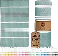 Vista 24 de Madamelique Toalla de playa turca con bolsa de playa, 39 x 74 pulgadas, toallas de playa prelavadas de gran tamaño, 100 % algodón, secado rápido