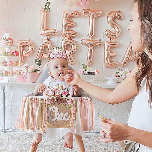 Miniatura 3 de Cartel para silla alta de primer año para baby shower, pancarta de flores florales, decoración de fiesta de primer cumpleaños, decoración de