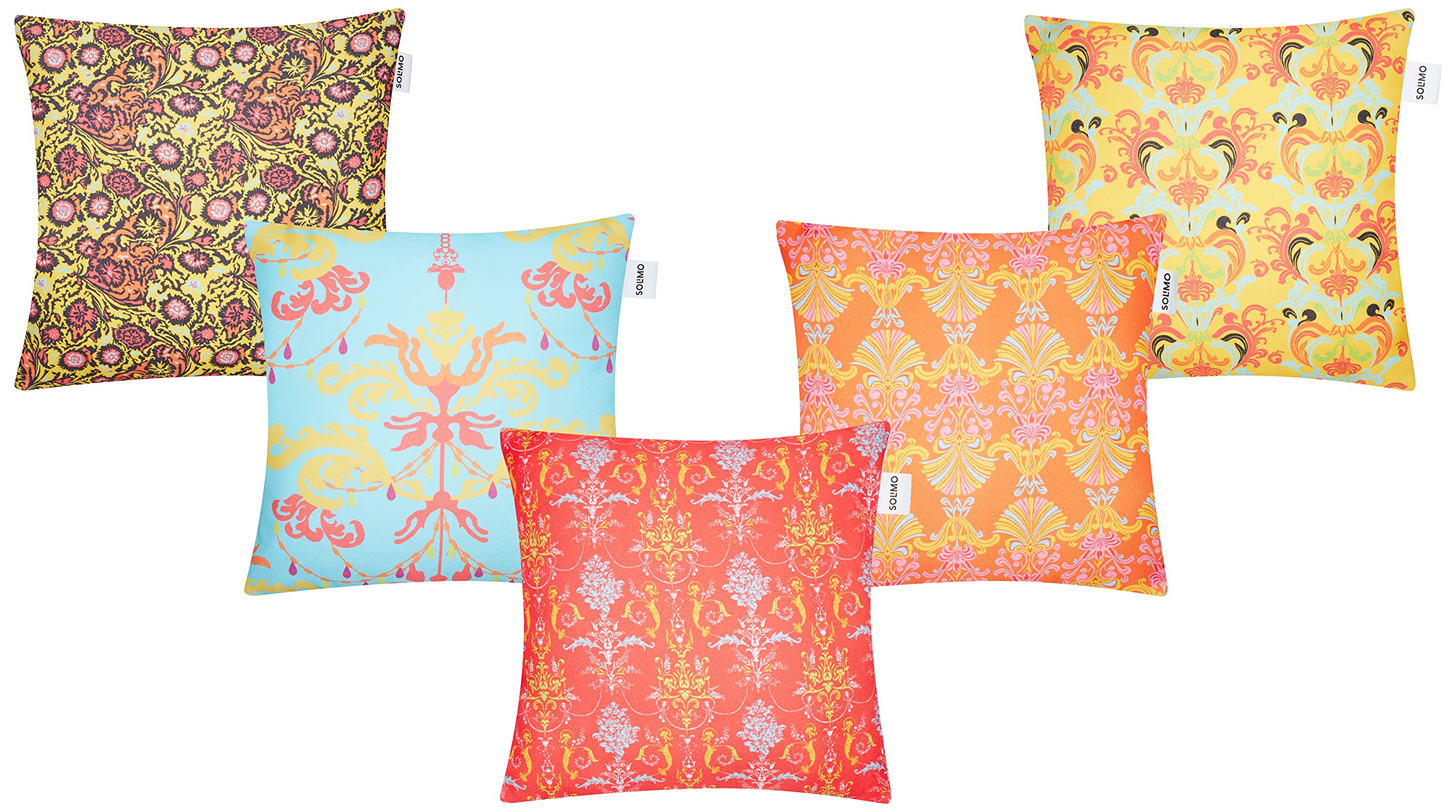 Amazon Brand Solimo Mowsti Polyester Printed Cushion Covers, Set of 5, 16 x 16 Inch