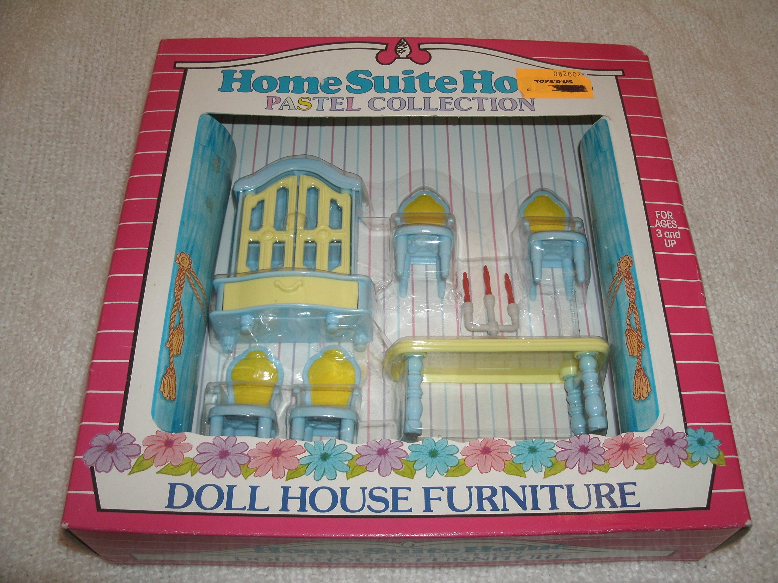 Home Suite Home Pastel Collection 7-pc Diningroom Doll House Furniture Set Toy Street 1993