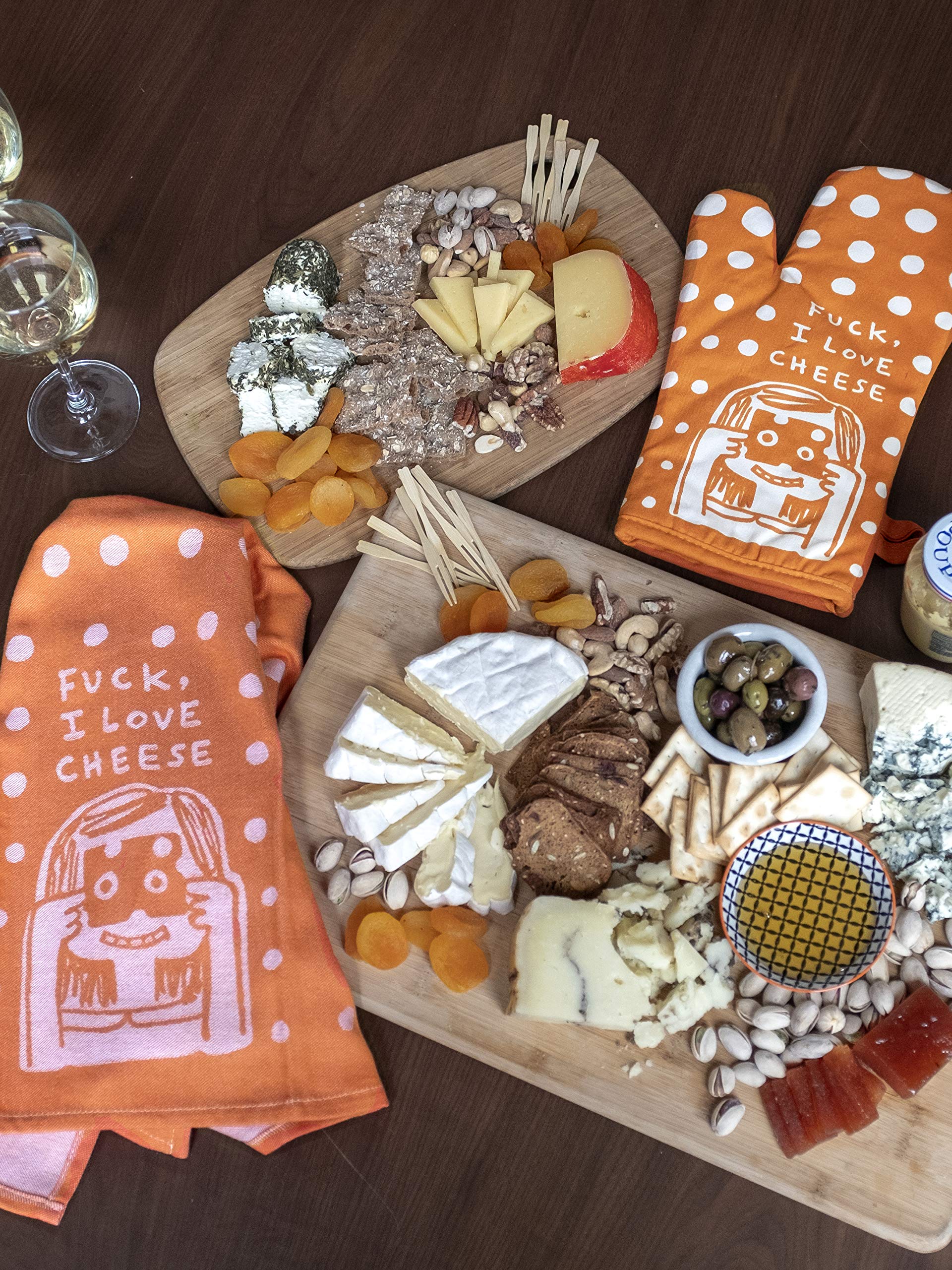 Amazon.com: Blue Q Fuck, I Love Cheese Woven Jacquard Dish Towel