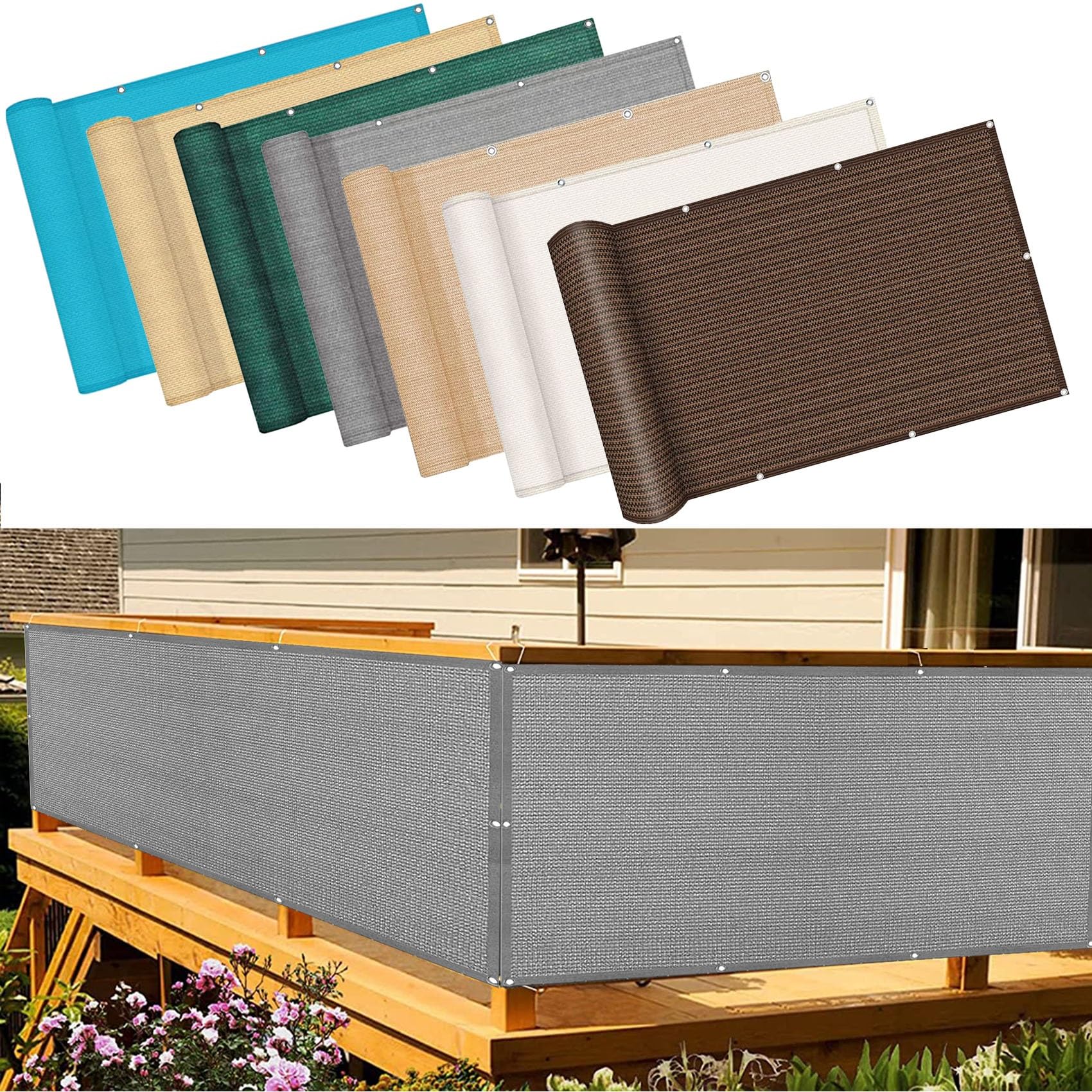 YANHONG Garden Privacy Scree 130x850cm(51x335inch) Protective Screens Fence Privacy Screen Cover Weatherproof UV Protection for garden fence, balcony, terrace., Grey