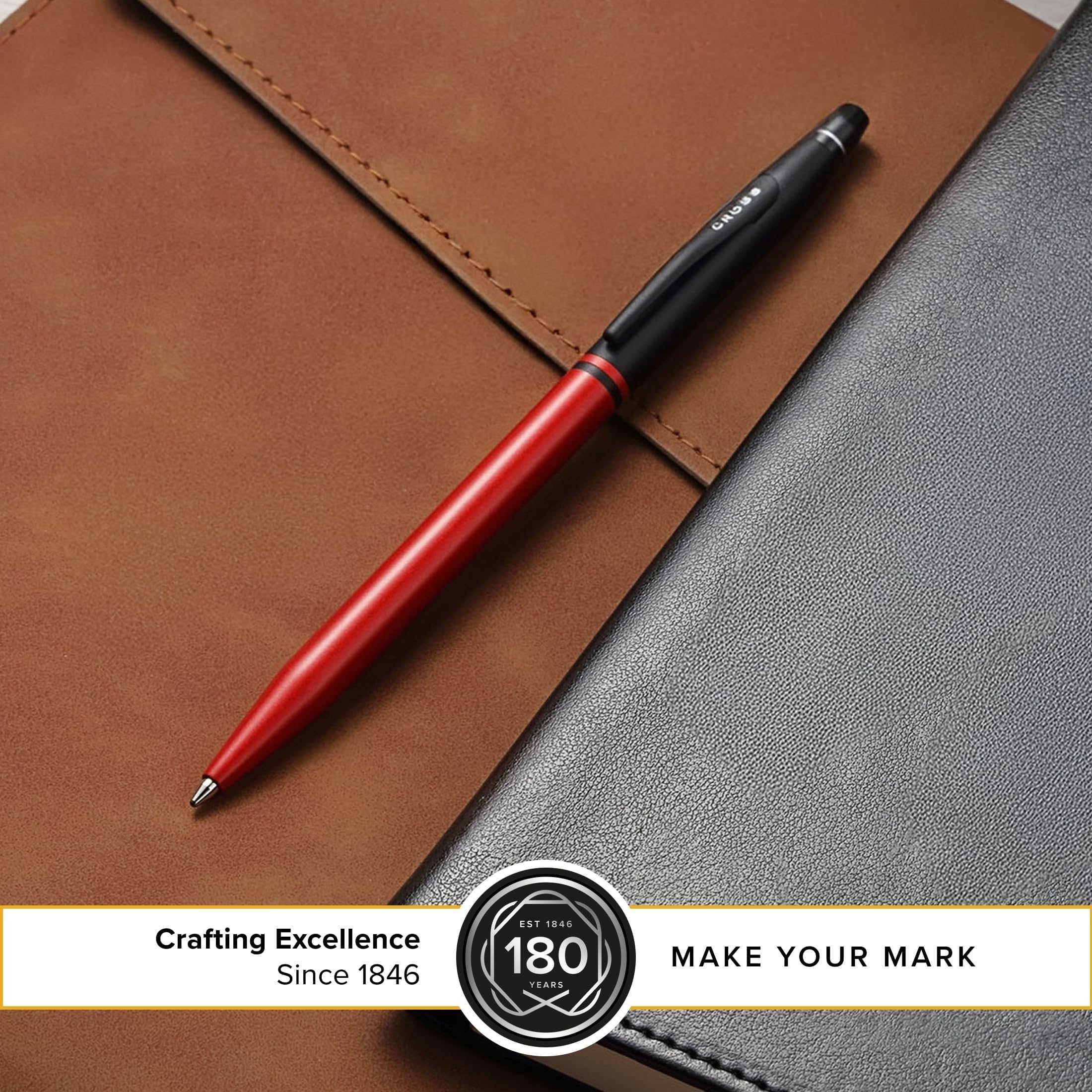 Cross Click Tuxedo - Penna a sfera con inchiostro rosso metallizzato satinato e nero
