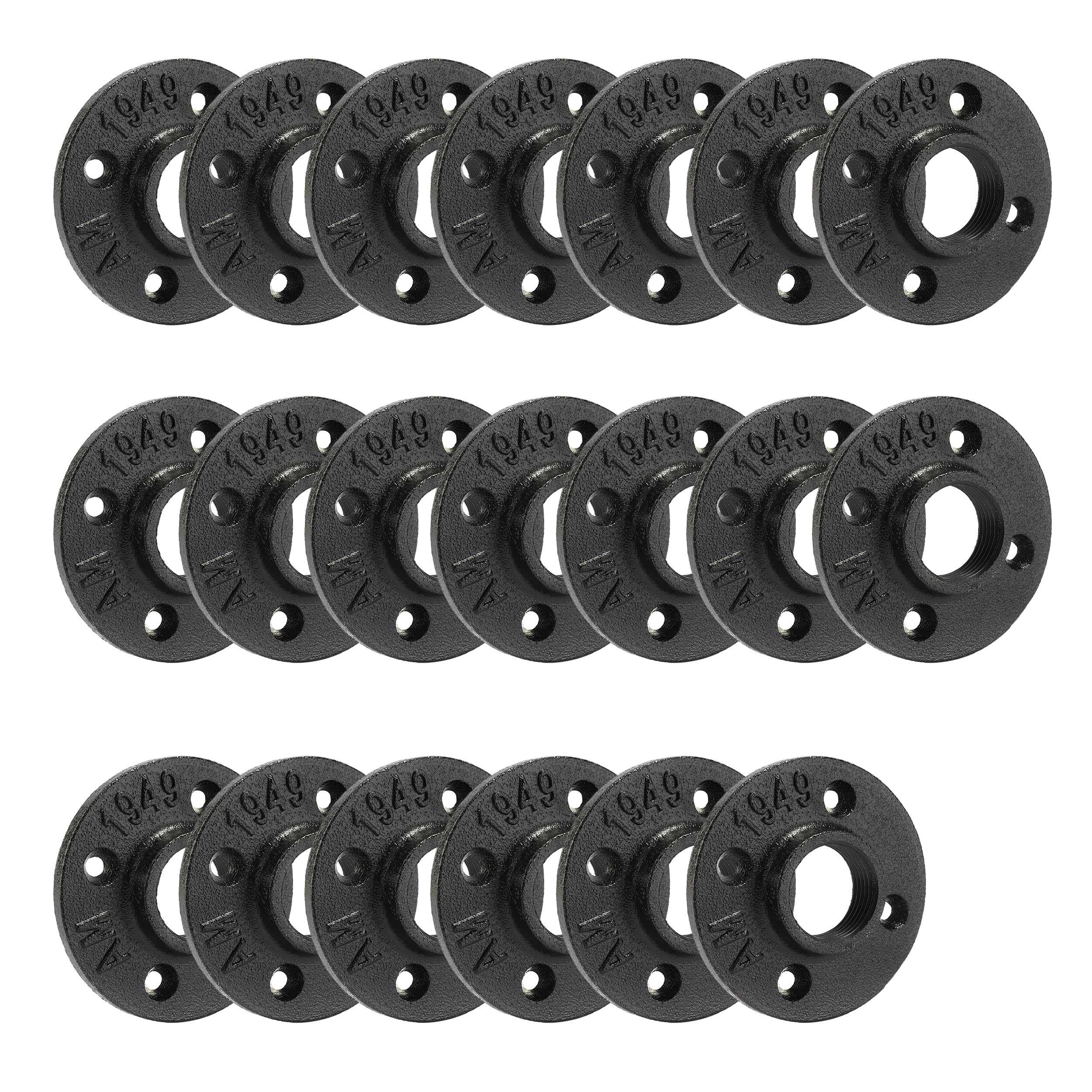 1" Heavy Duty Black Floor Flange, Home TZH 20 Pack Malleable iron Pipe Flange for Industrial vintage style, Flanges with Threaded Hole for DIY Project/Furniture/Shelving Decoration(1", 20)