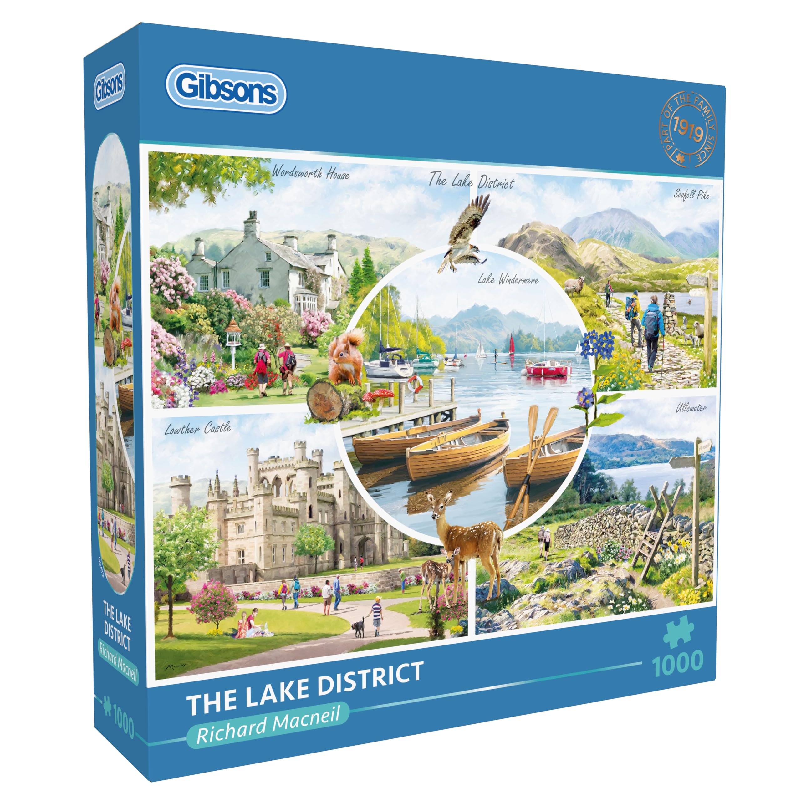 Gibsons The Lake District 1000 Piece Jigsaw Puzzle for Adults - Nature & Architecture, UK National Park Treasures Artwork by Richard MacNeil Premium Sustainable Puzzle Made in the UK/EU - Great Gift