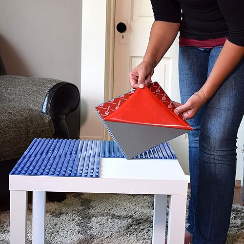 Miniatura 9 de Creative QT Pelar y pegar, gris, paquete de 4, placas base autoadhesivas de 10 x 10 pulgadas, compatibles con ladrillos estilo DUPLO de mayor