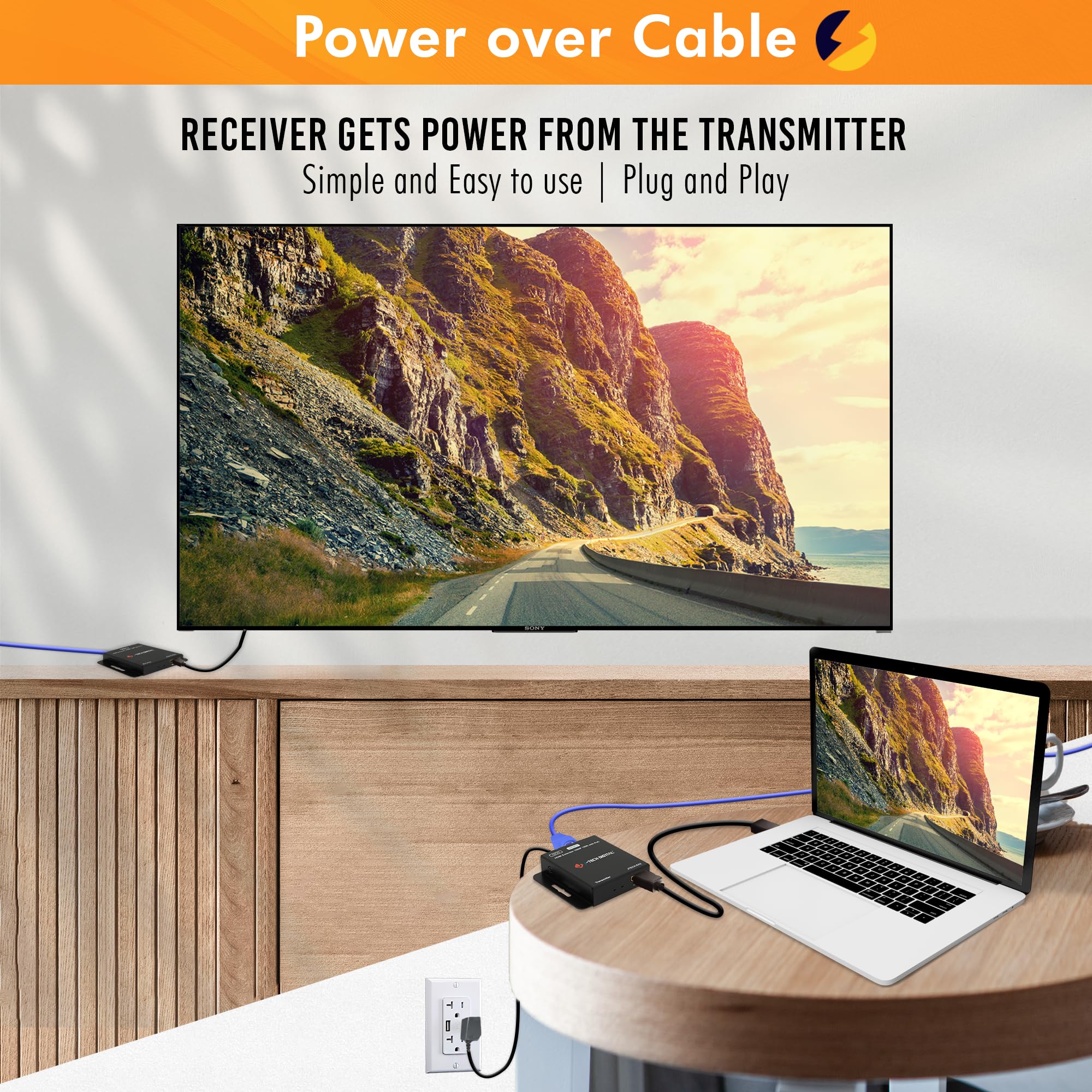 J-Tech Digital [JTECH-EX2] - Extender Ethernet HDMI 1080P 60Hz su singolo cavo Ethernet Cat5e/6/7 fino a 48,8 m, supporta PoC (Power Over Cable) audio digitale 3D Deep Color Zero perdita di segnale