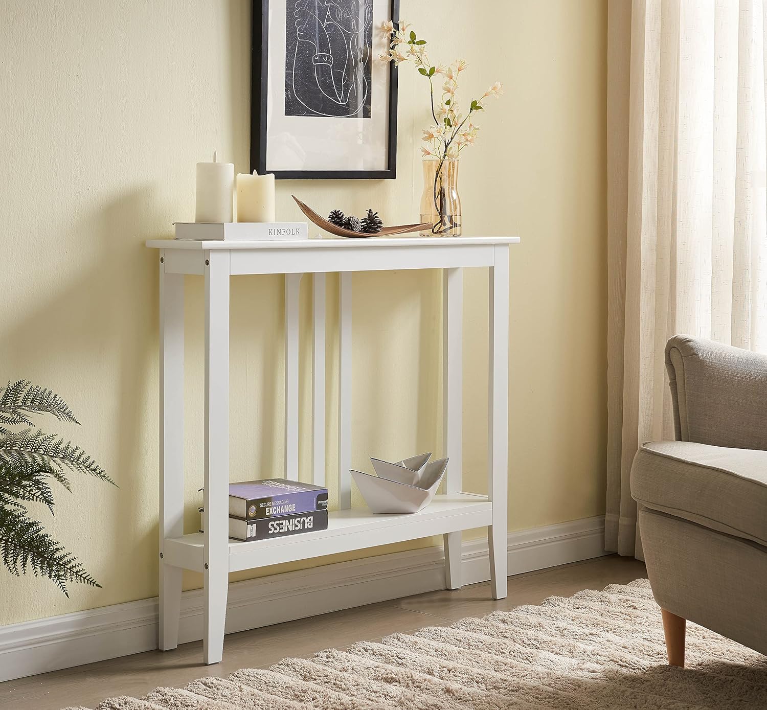 KB Designs Sofa Tables - Console Table for Entryway - Easy Assembly - Wood Material - Shelves for Entrance - Living Room (Teal)