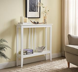 Kings Brand Furniture - Entryway Table - Narrow Console Table - Console Table with Storage - Hallway Decor - Wood Console Tables for Entryway - Narrow Console Sofa Side Table - Foyer - White