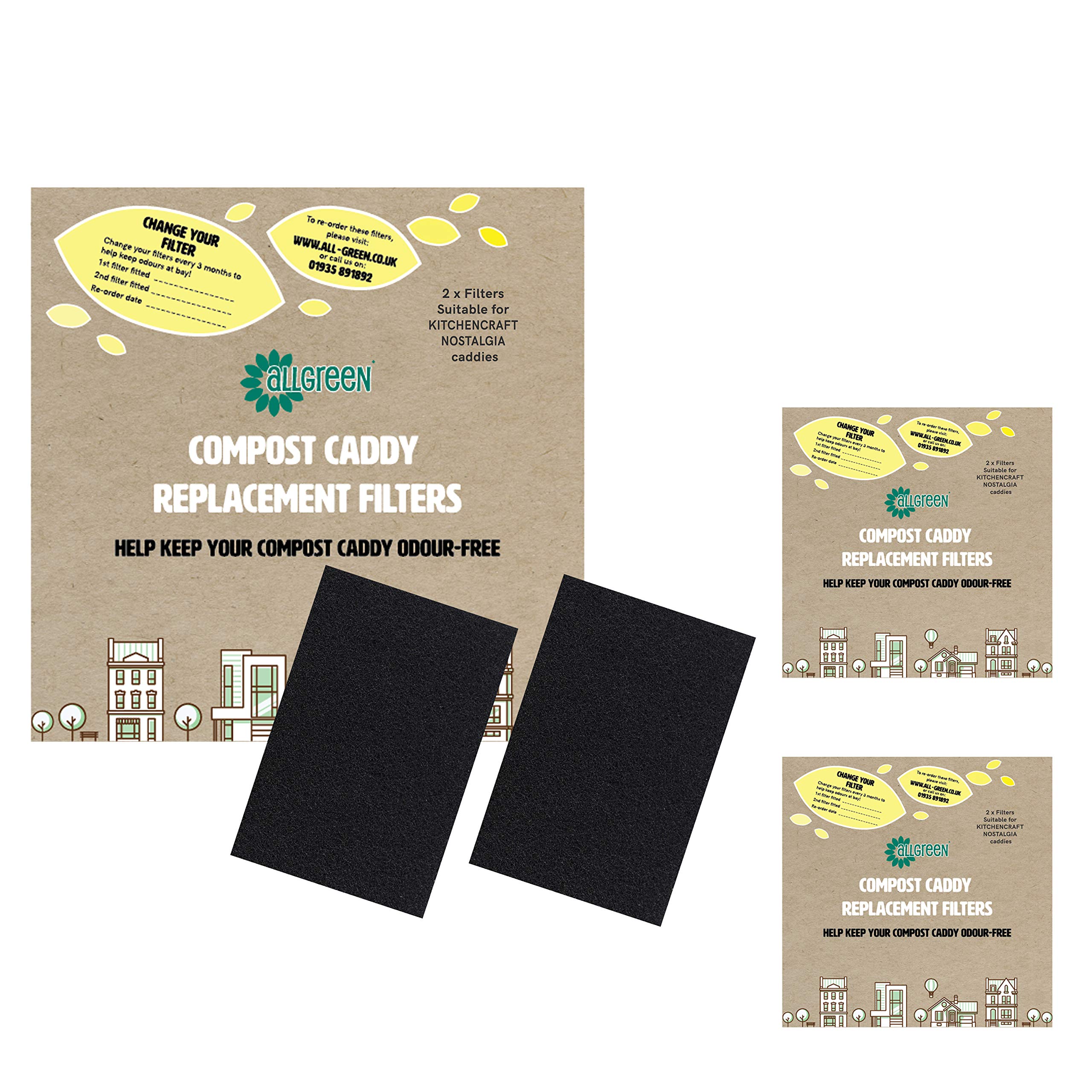 Compost Caddy Spare Filters - For KitchenCraft Nostalgia caddies - Pack of 6