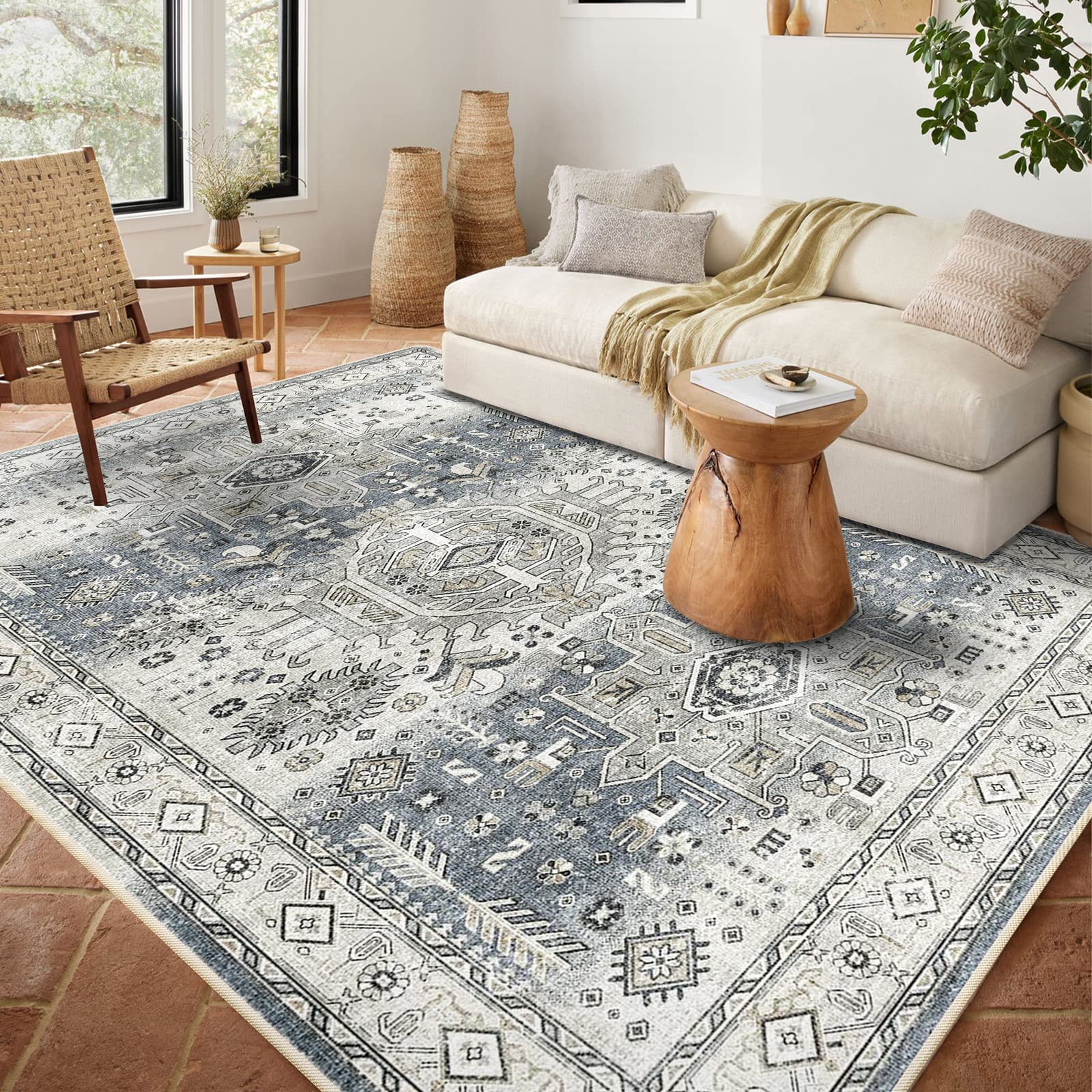 YOUFORTONG Area Rugs 8x10 Washable NonSlip Rug Stain Resistant Rugs