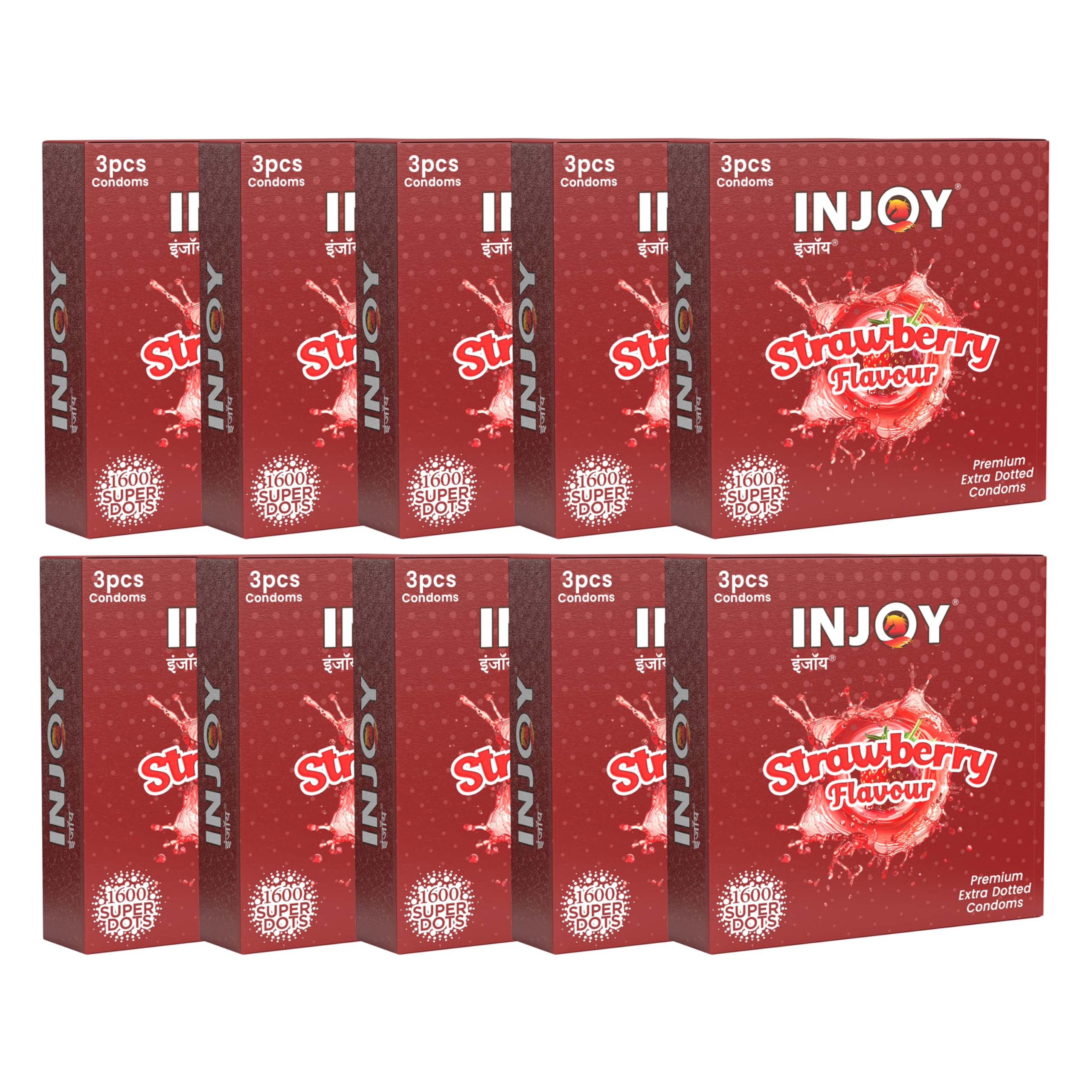 INJOY Premium Extra Dotted Condom for Men - 3 Pcs x Pack of 10, Strawberry Flavored condoms with Delay Lubricant for Intense Pleasure (Ribbed & Contour)-image-46
