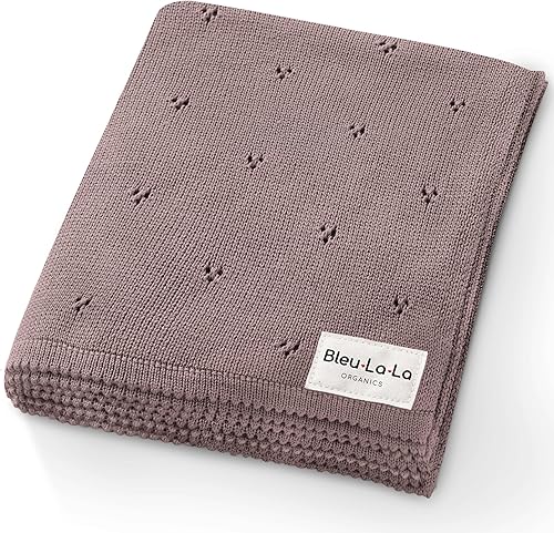 Bleu La La Manta orgánica Pointelle para niñas, 100% algodón orgánico de lujo, tejido de algodón suave, cálida y acogedora, manta para cuna, para
