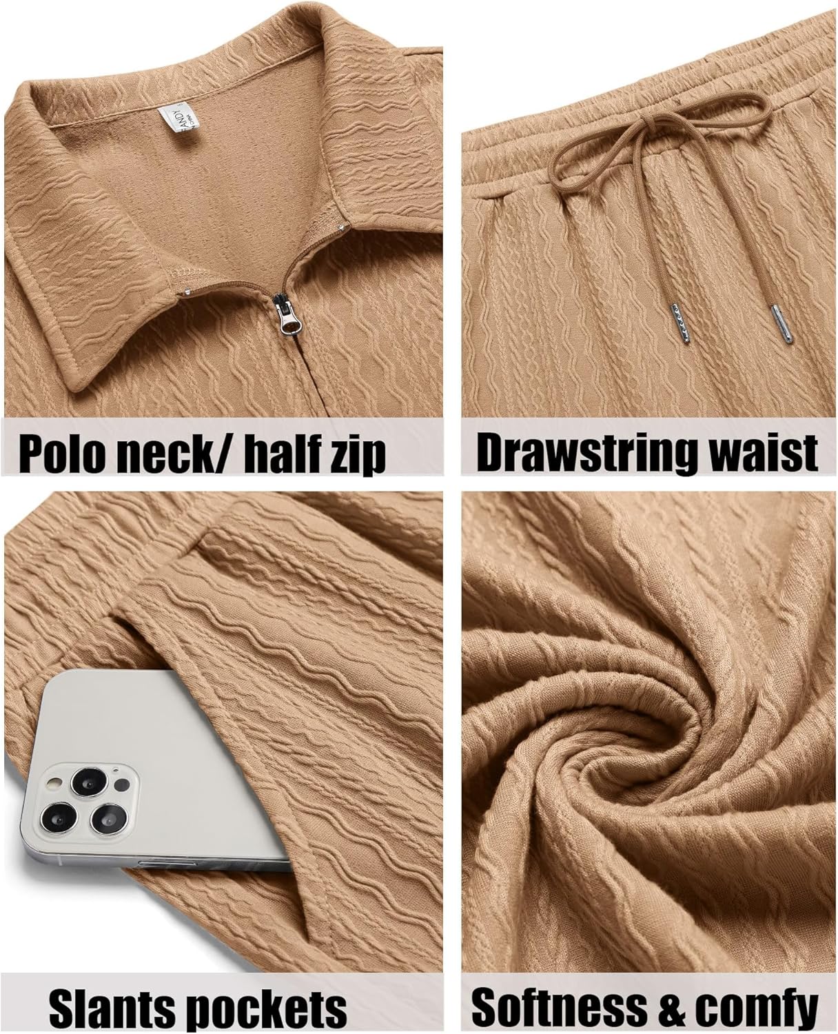 COOFANDY Men's 2 Pieces Outfits Casual Quarter Zip Polo Shirt and Shorts Set Athletic Jogging Summer Tracksuit - Image 4