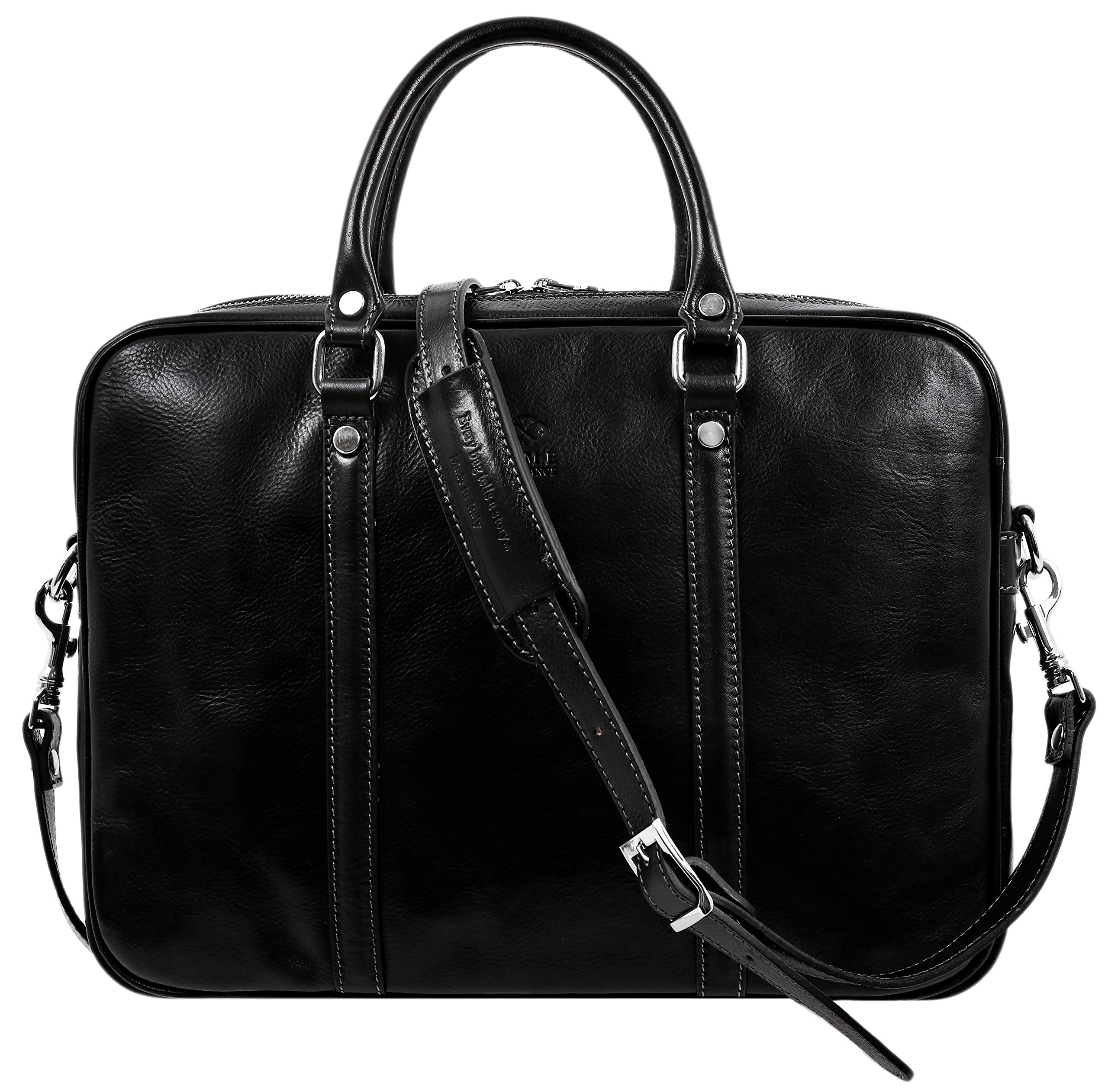 Leather Briefcase - Italian Full Grain Leather Bag - Genuine Leather Laptop Bag - Briefcase for Men and Women-image-9