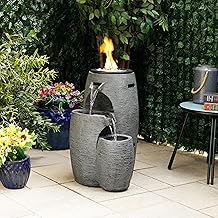 12 Outdoor Fountain Ideas to Add Sound and Movement 90 Alpine Corporation WTO120 Outdoor Cascading Look 3 Tiered Fire and Water...